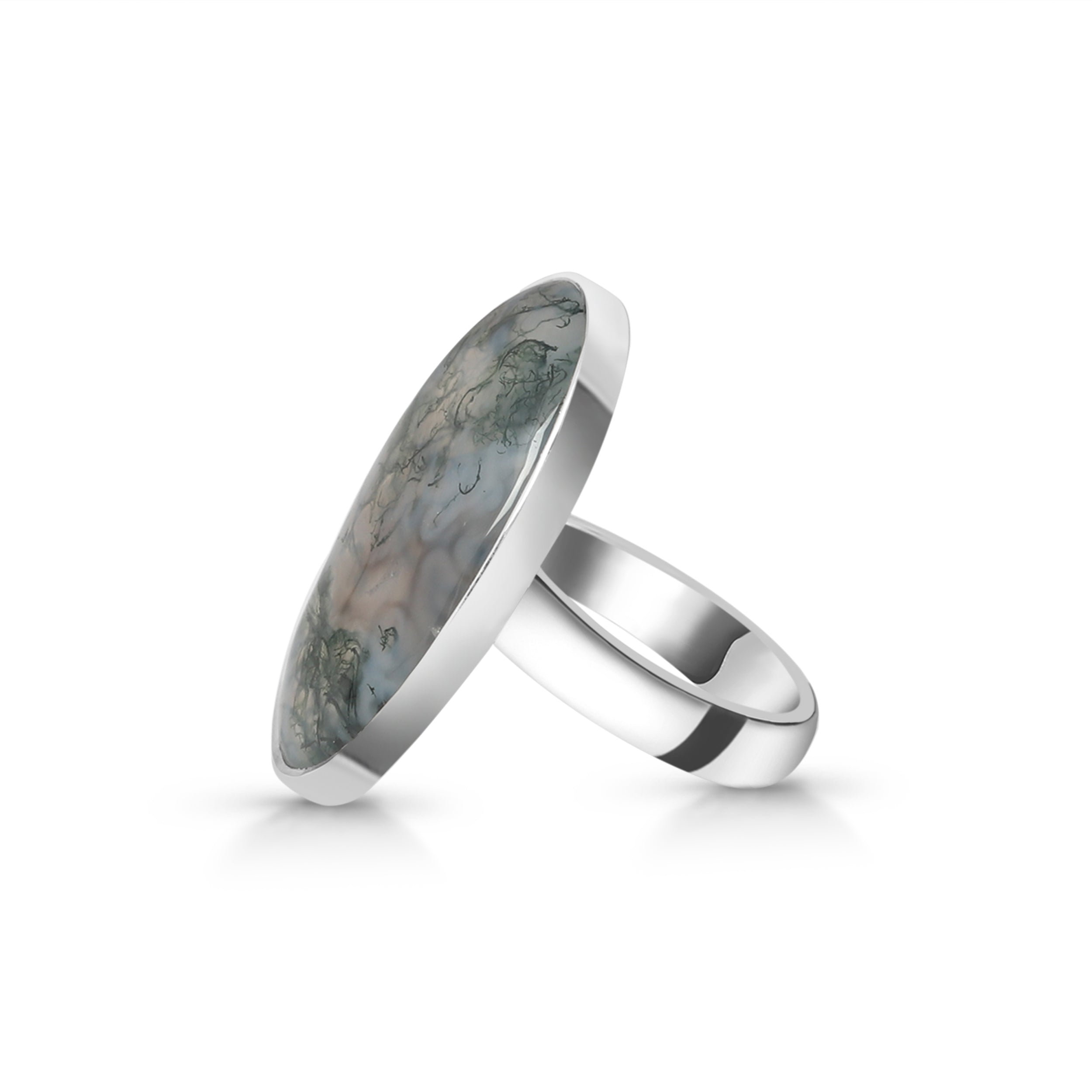 Moss Agate Adjustable Ring-(MOA-R-31.)