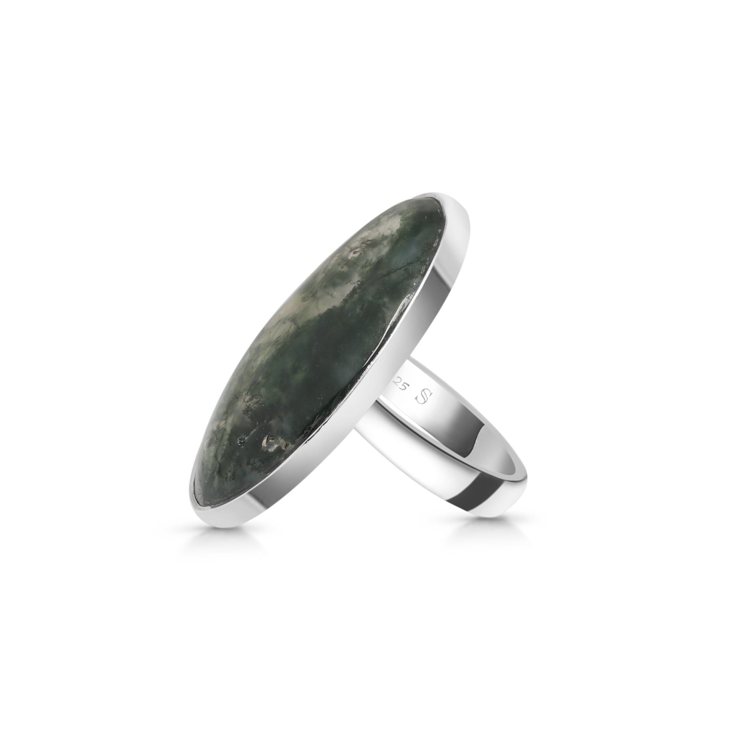 Moss Agate Adjustable Ring-(MOA-R-7.)