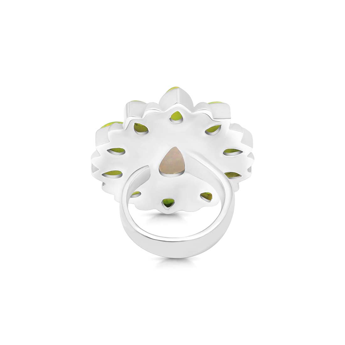 Neon Opal Flower Adjustable Ring-(NOP-FLR-15.)