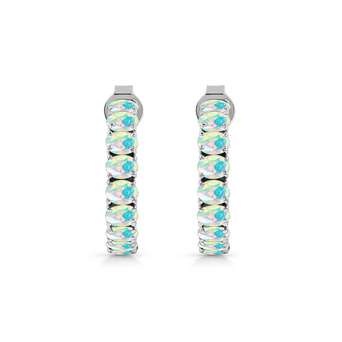 Opal Hoop Earring-(OPL-SE-975.)