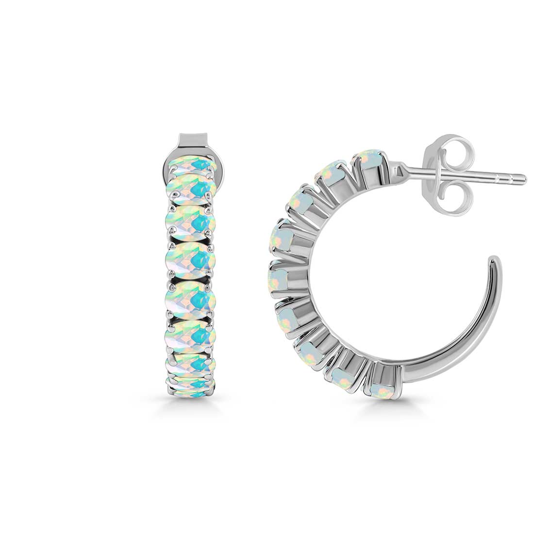 Opal Hoop Earring-(OPL-SE-975.)