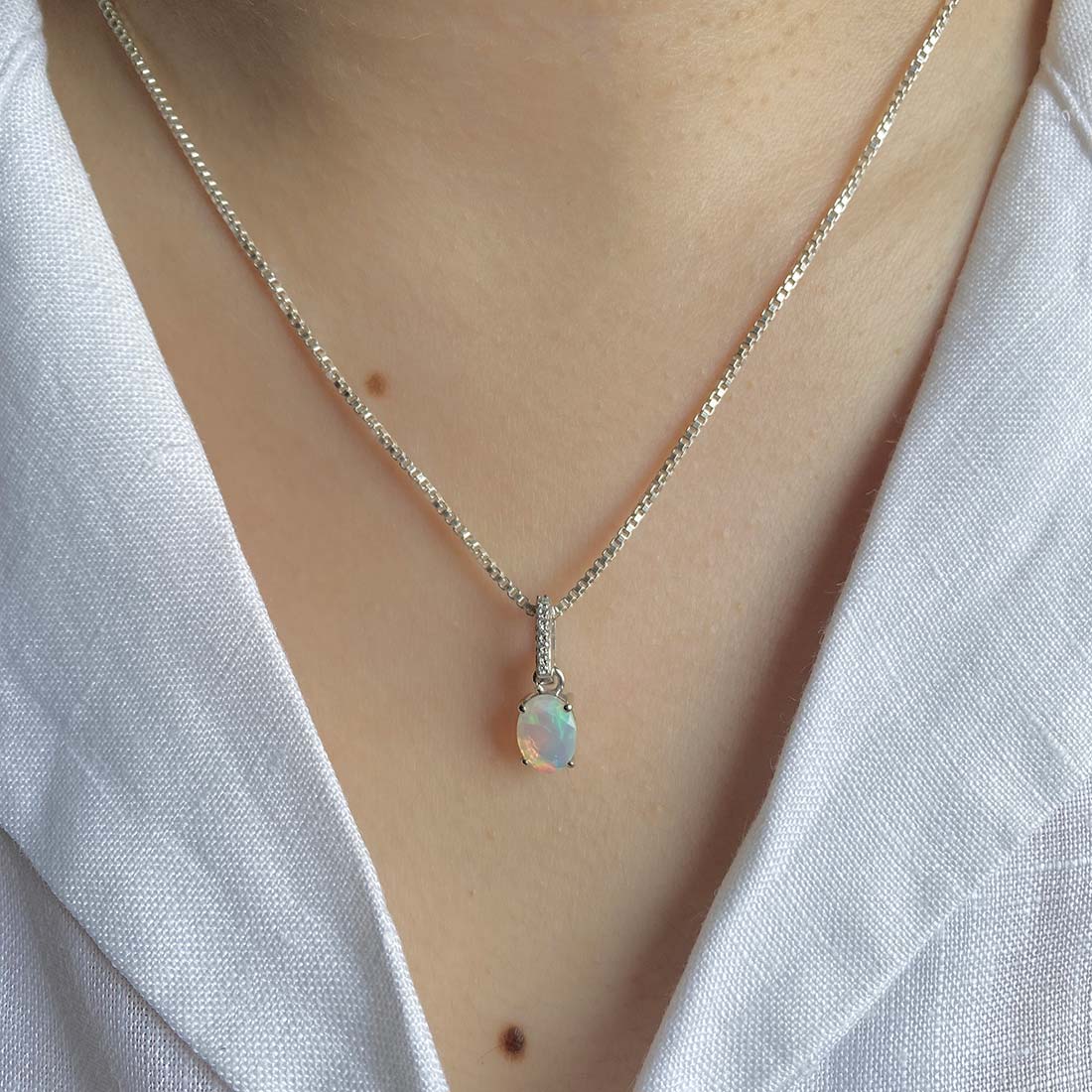 Opal & White Topaz Pendant-(OPL-SP-920.)