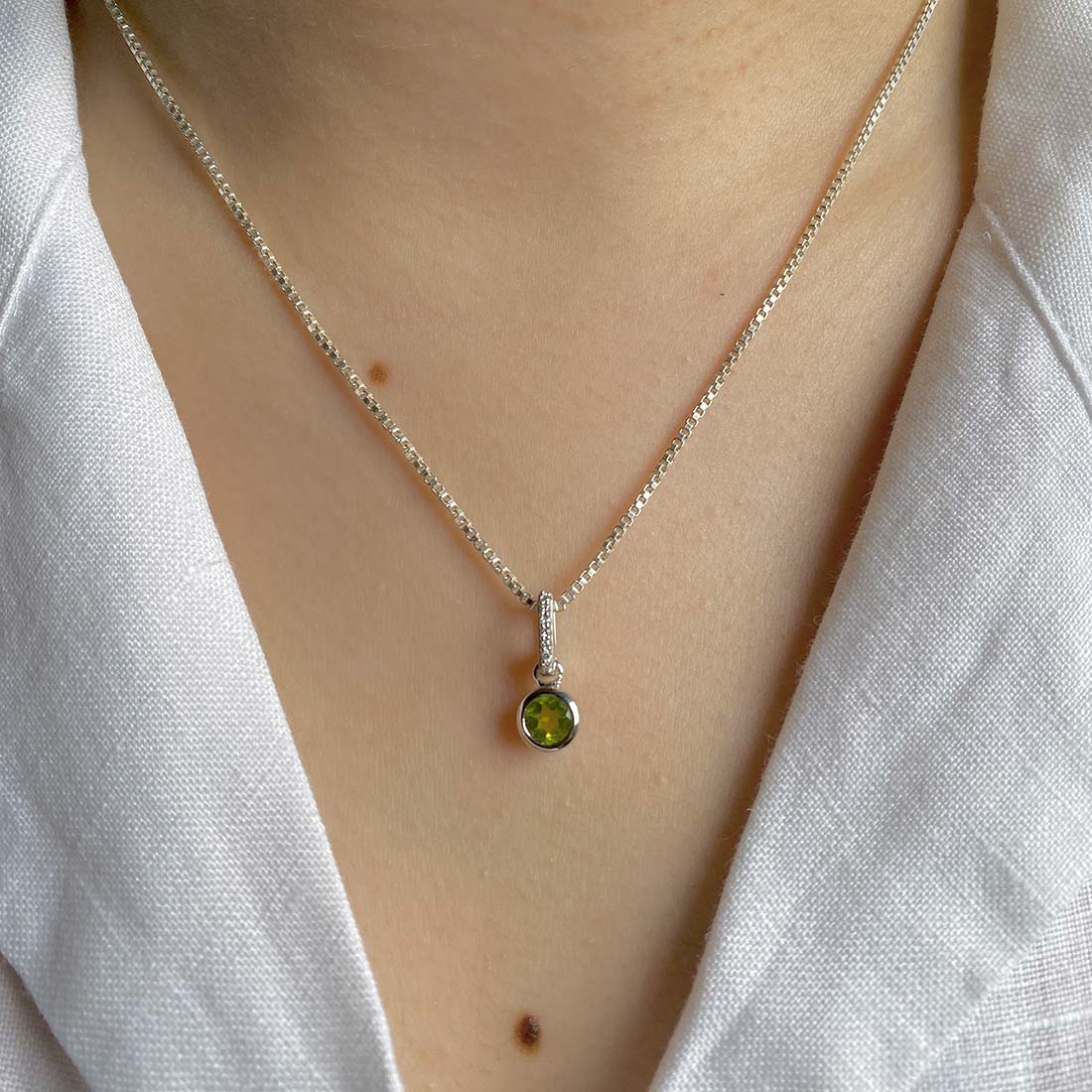 Peridot & White Topaz Pendant-(PER-SP-957.)