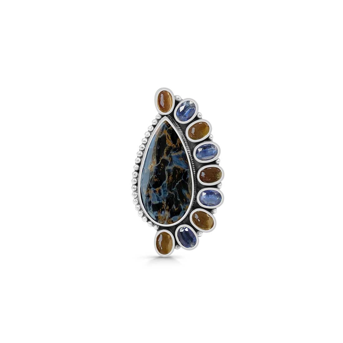 Pietersite, Kyanite And Cirtine Adjustable Ring-(PIT-CLS-2.)