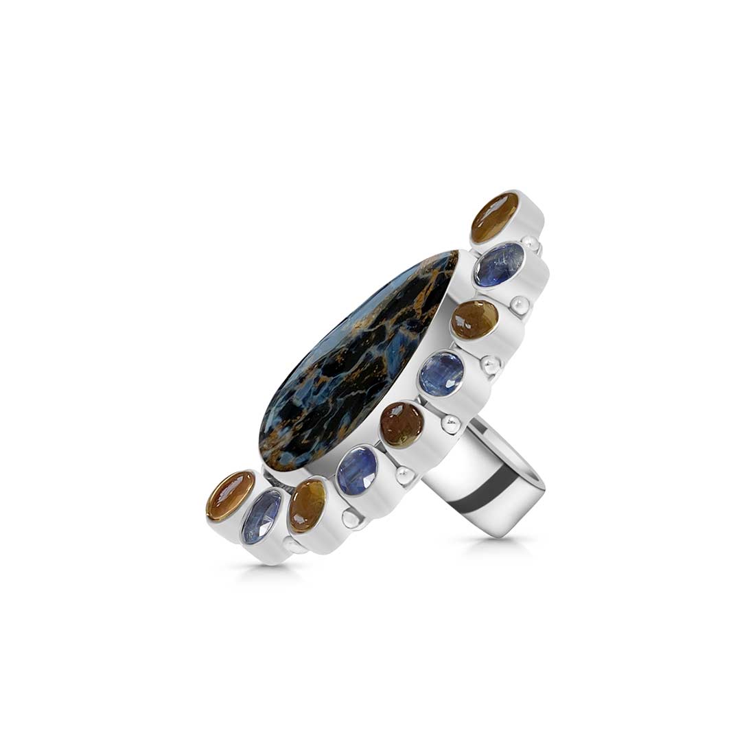 Pietersite, Kyanite And Cirtine Adjustable Ring-(PIT-CLS-2.)