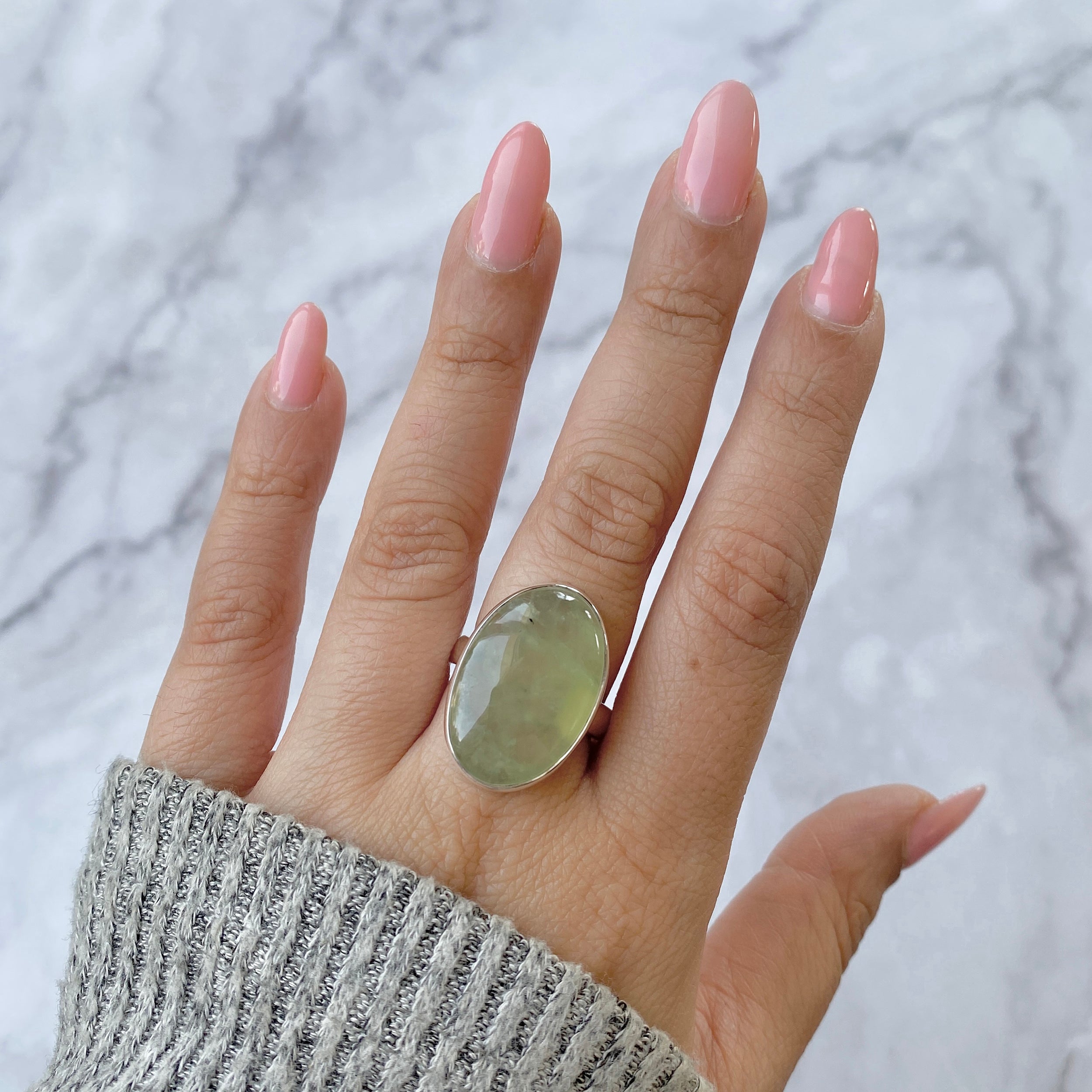 Prehnite Adjustable Ring-(PRN-R-13.)