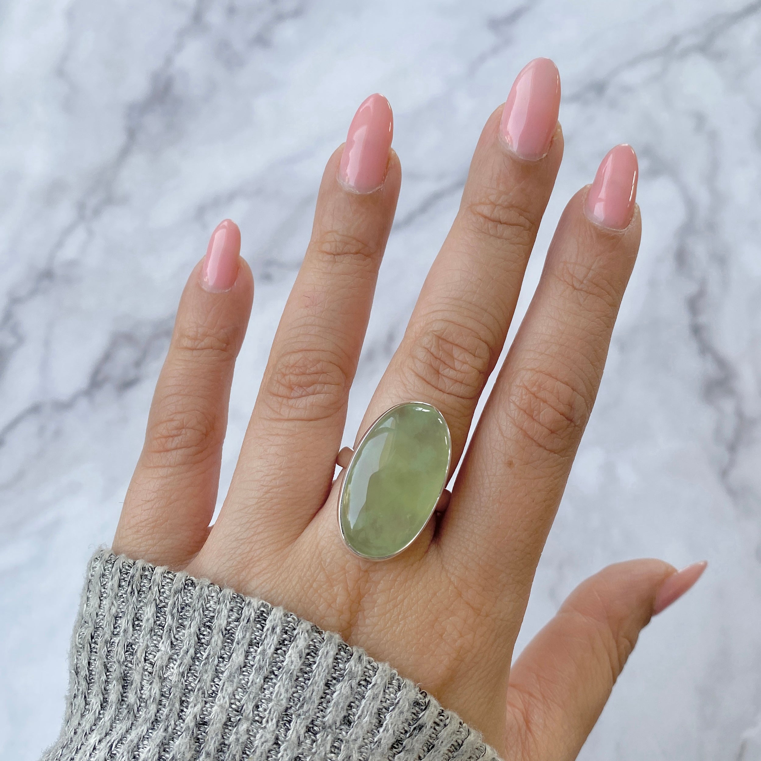 Prehnite Adjustable Ring-(PRN-R-16.)