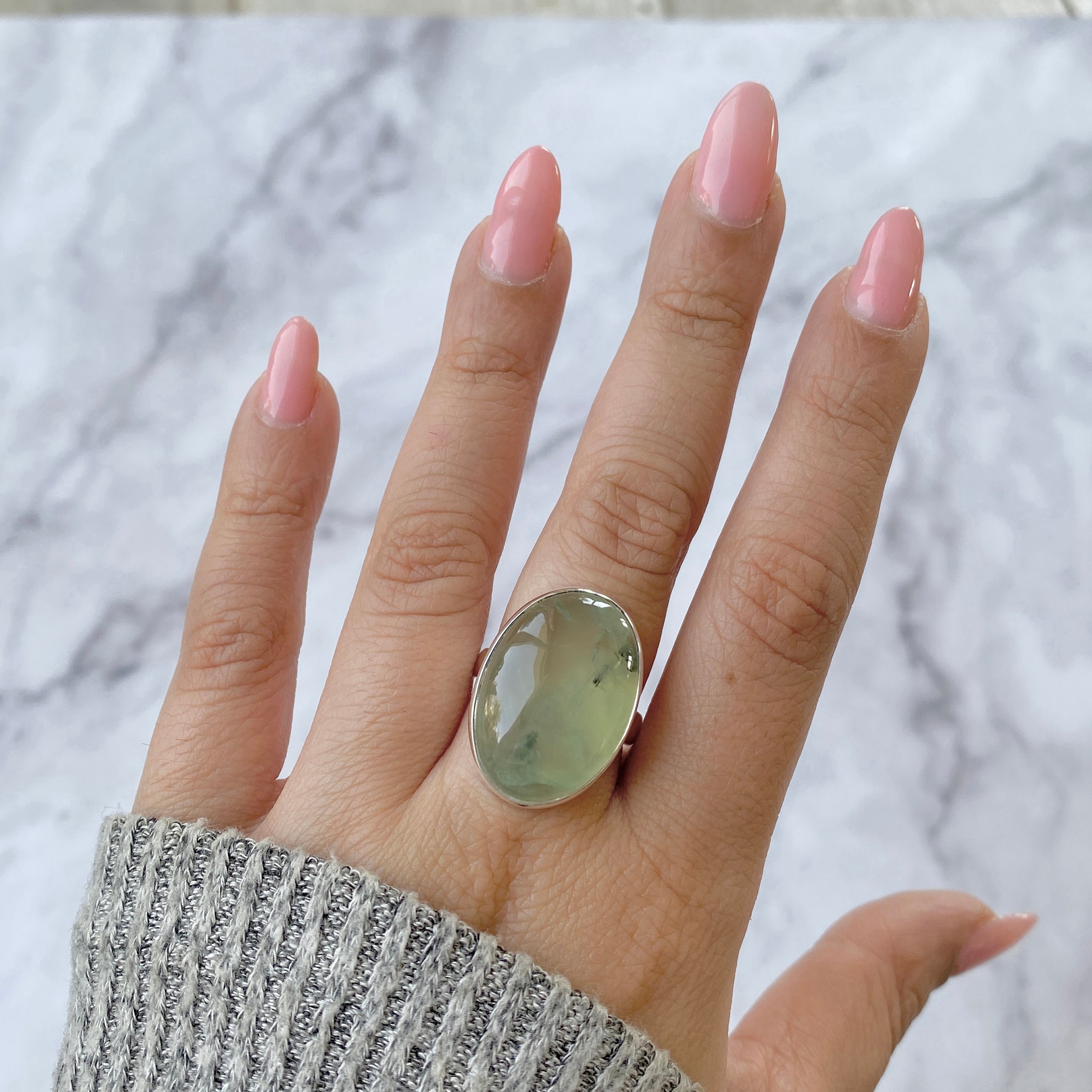 Prehnite Adjustable Ring-(PRN-R-18.)