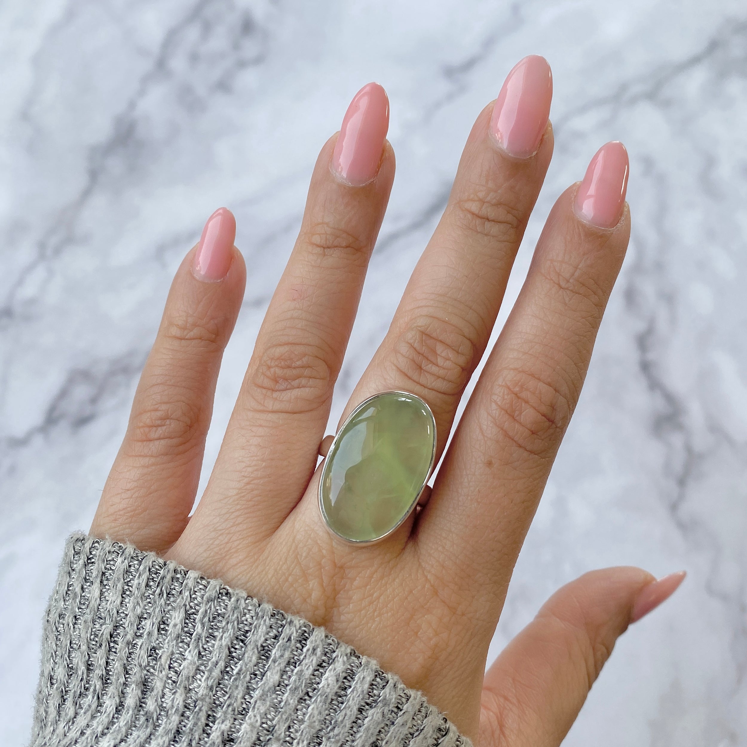 Prehnite Adjustable Ring-(PRN-R-21.)