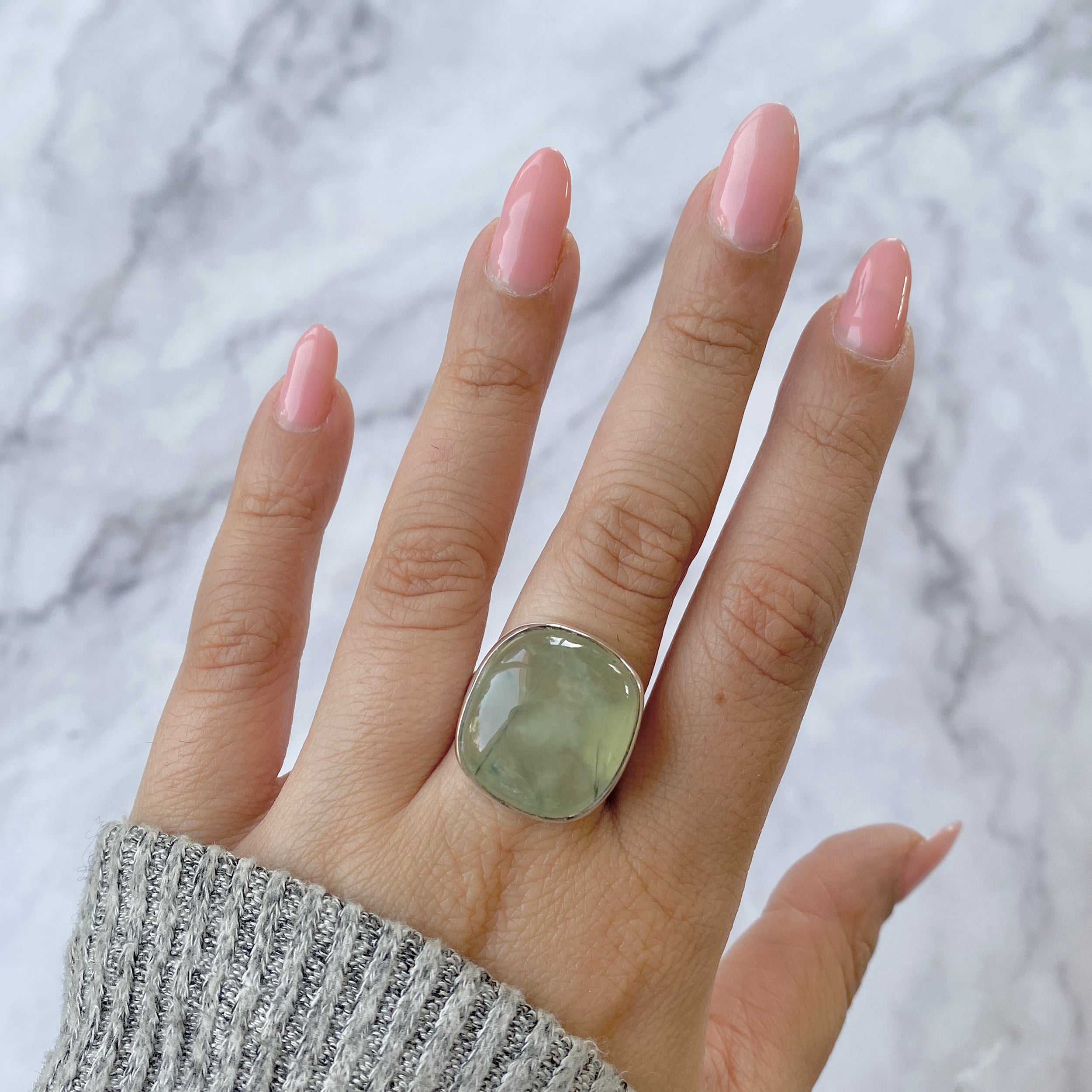 Prehnite Adjustable Ring-(PRN-R-28.)