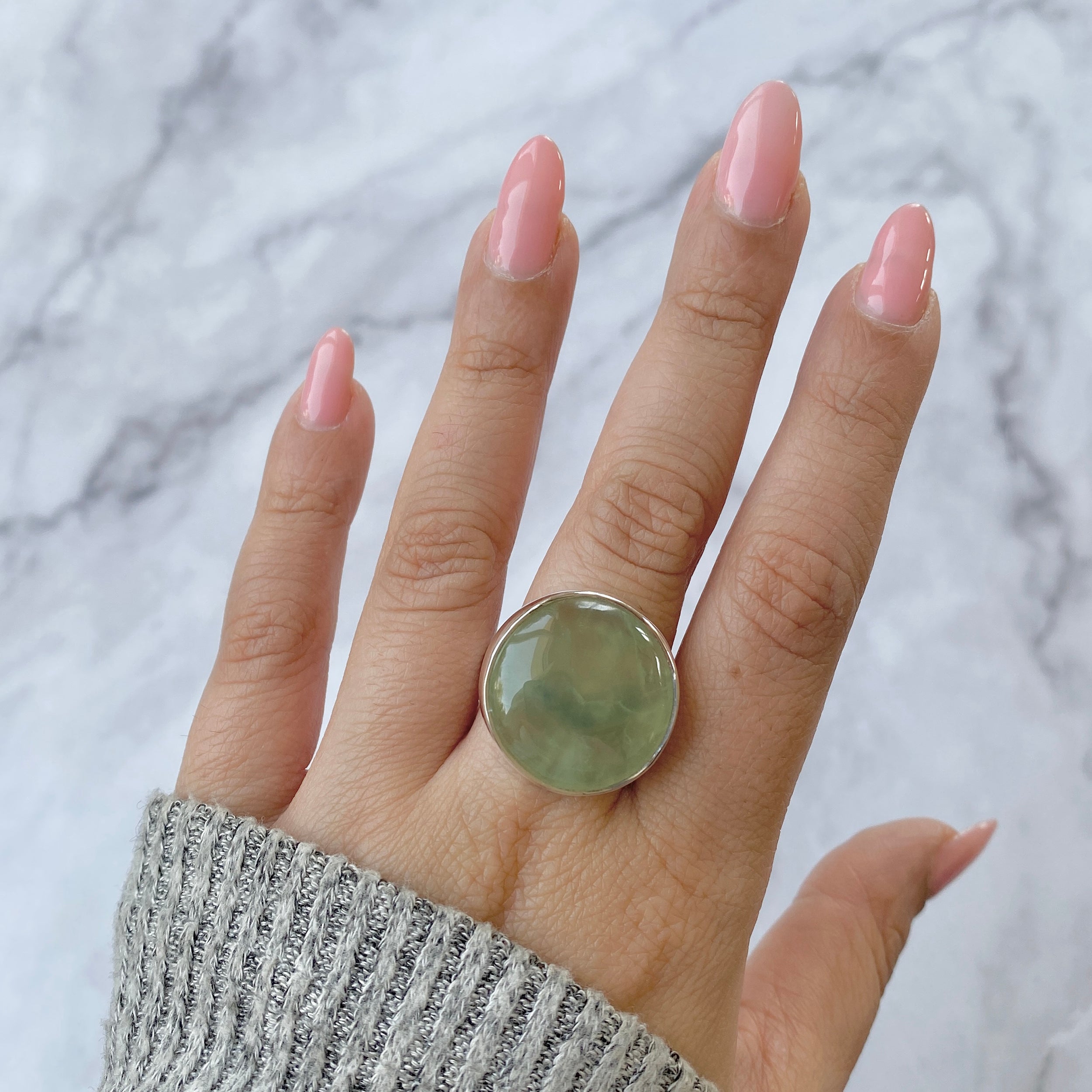 Prehnite Adjustable Ring-(PRN-R-33.)