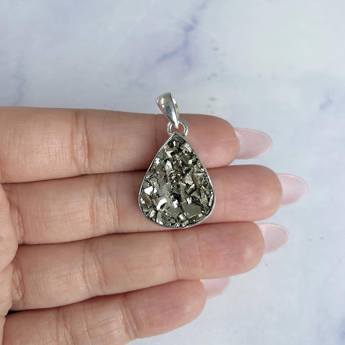 Pyrite Druzy Pendant-(PYR-P-1.)