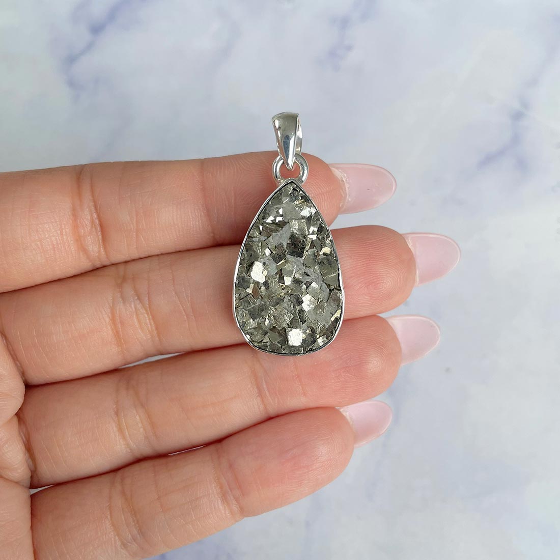 Pyrite Druzy Pendant-(PYR-P-10.)