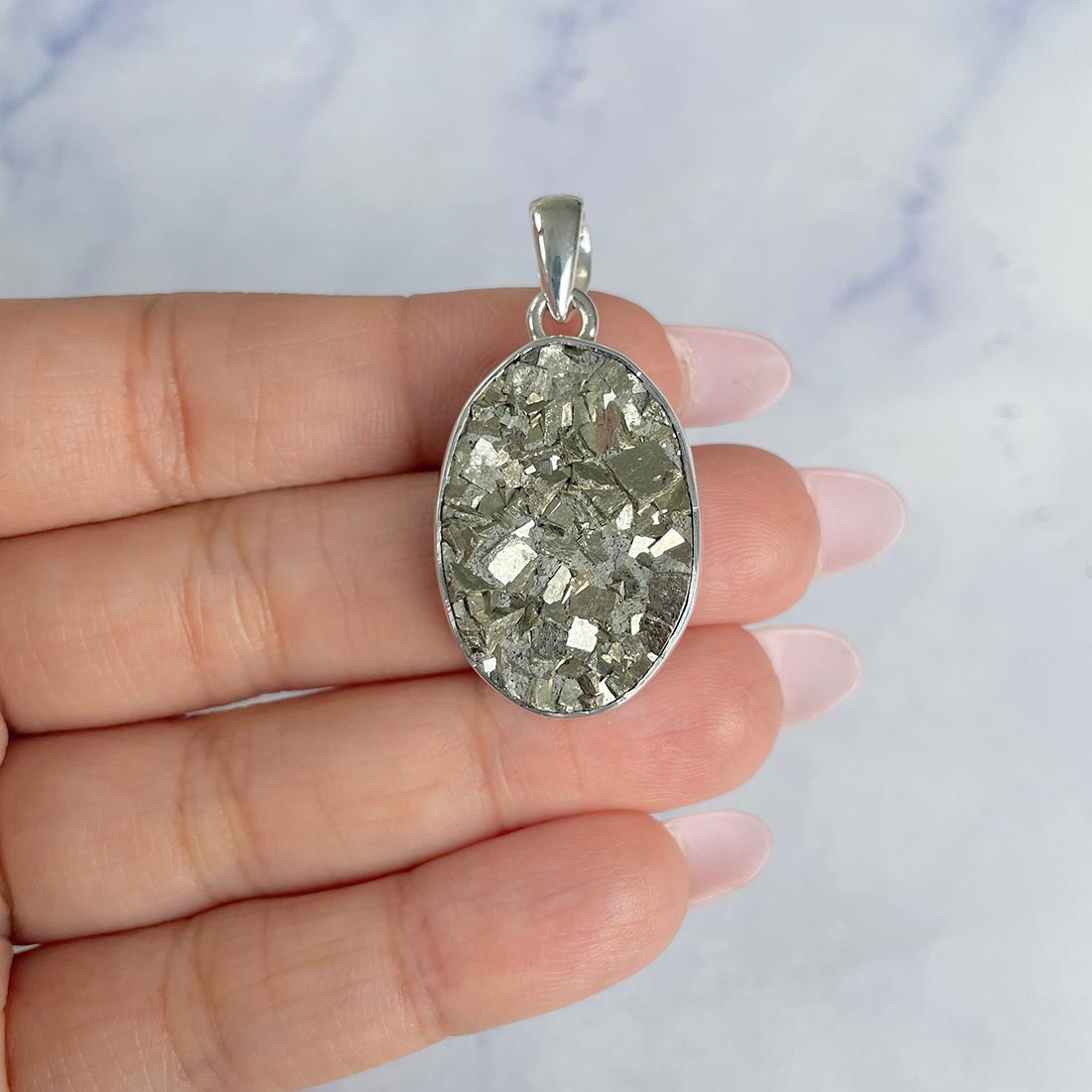 Pyrite Druzy Pendant-(PYR-P-11.)