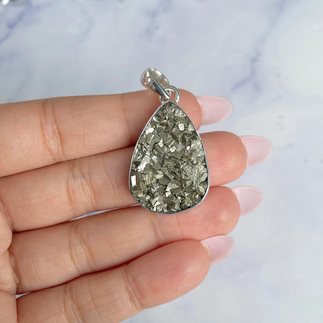 Pyrite Druzy Pendant-(PYR-P-12.)