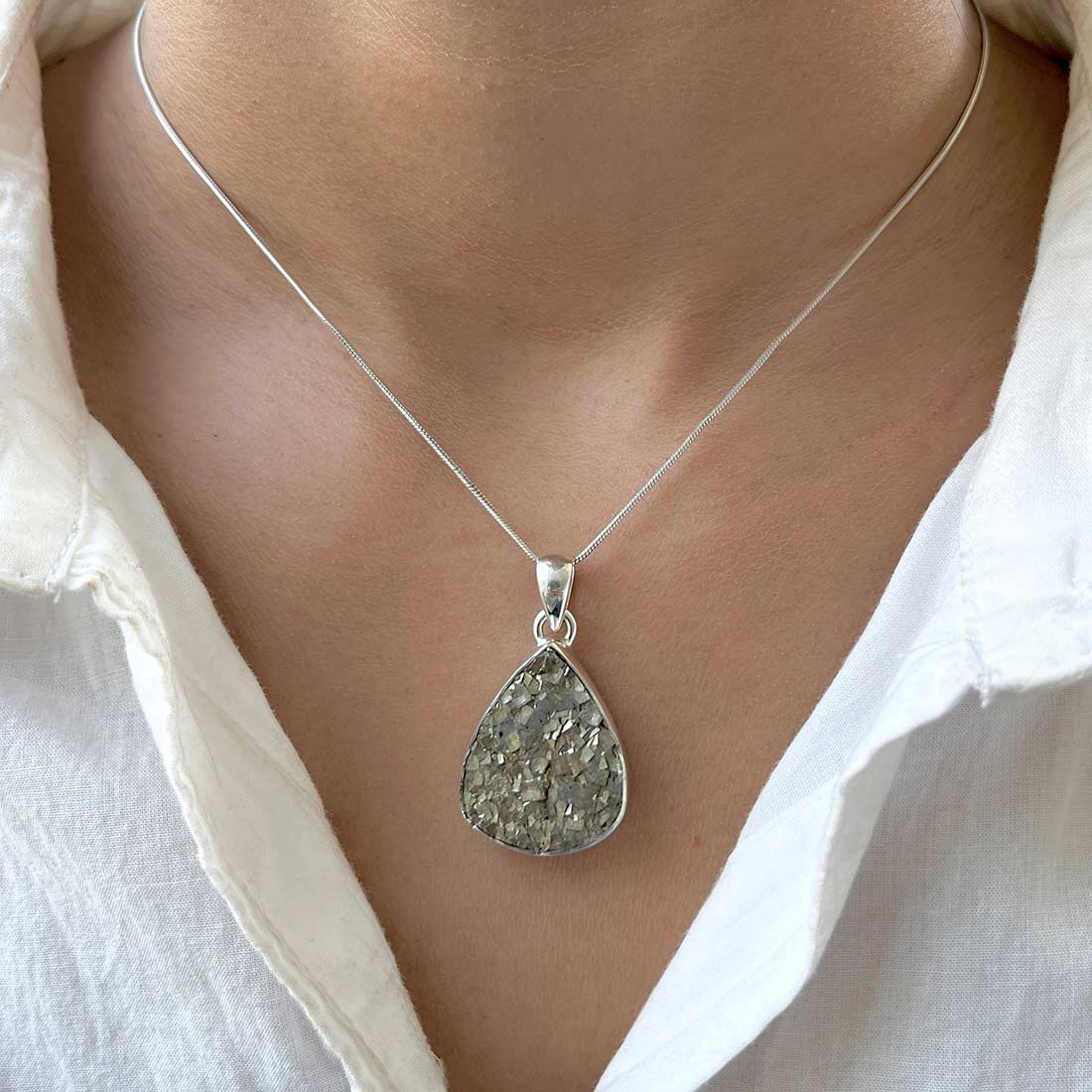 Pyrite Druzy Pendant-(PYR-P-13.)