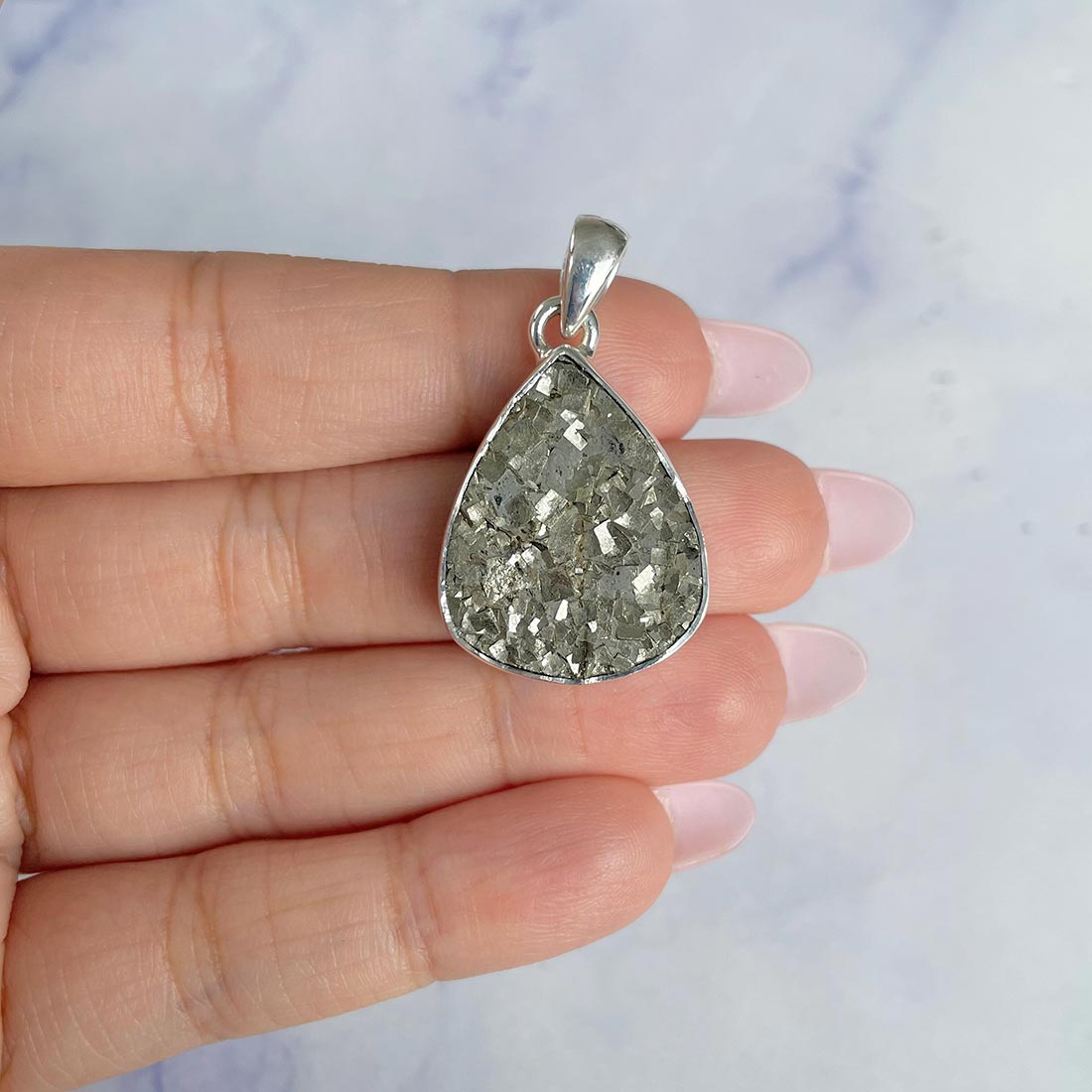 Pyrite Druzy Pendant-(PYR-P-13.)