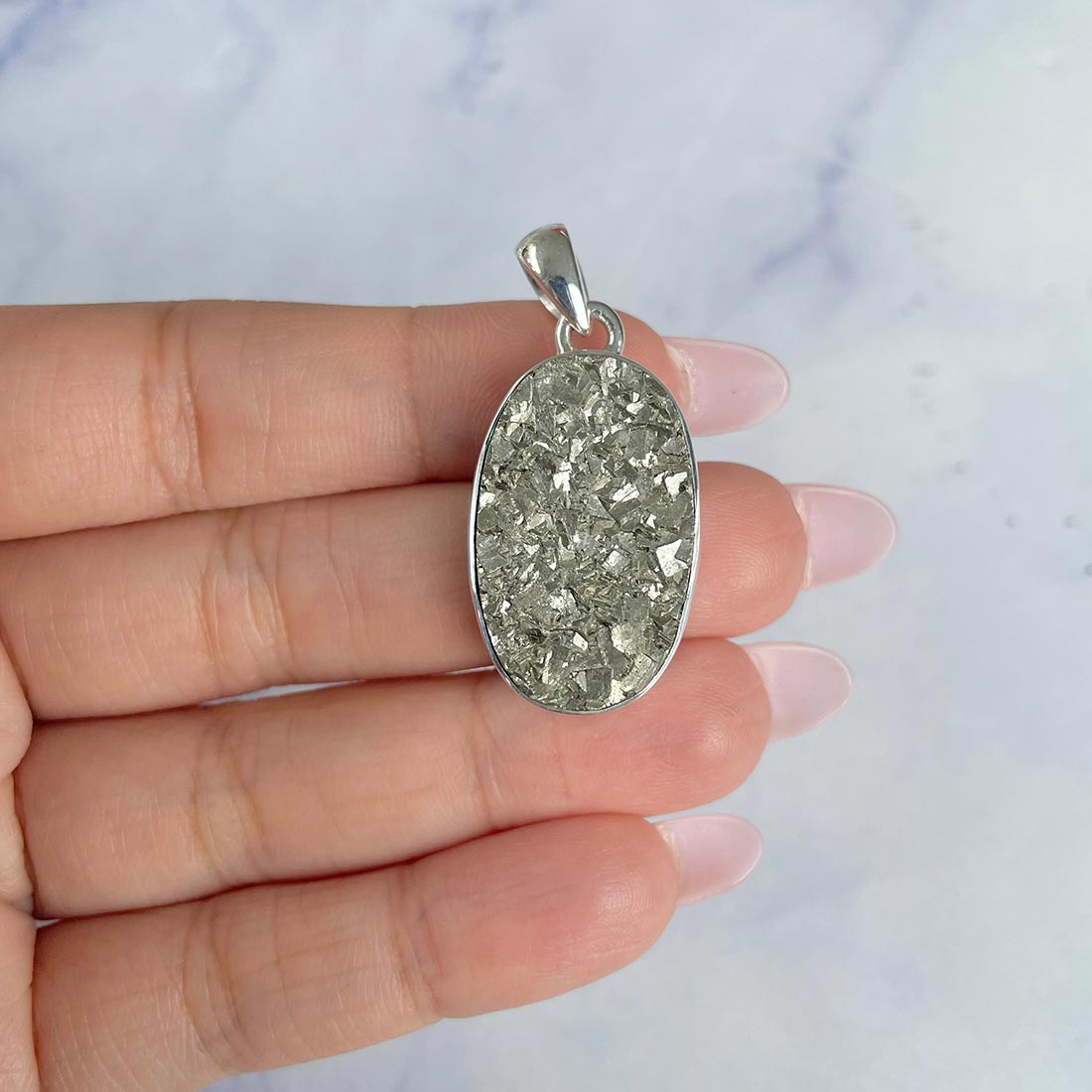 Pyrite Druzy Pendant-(PYR-P-14.)