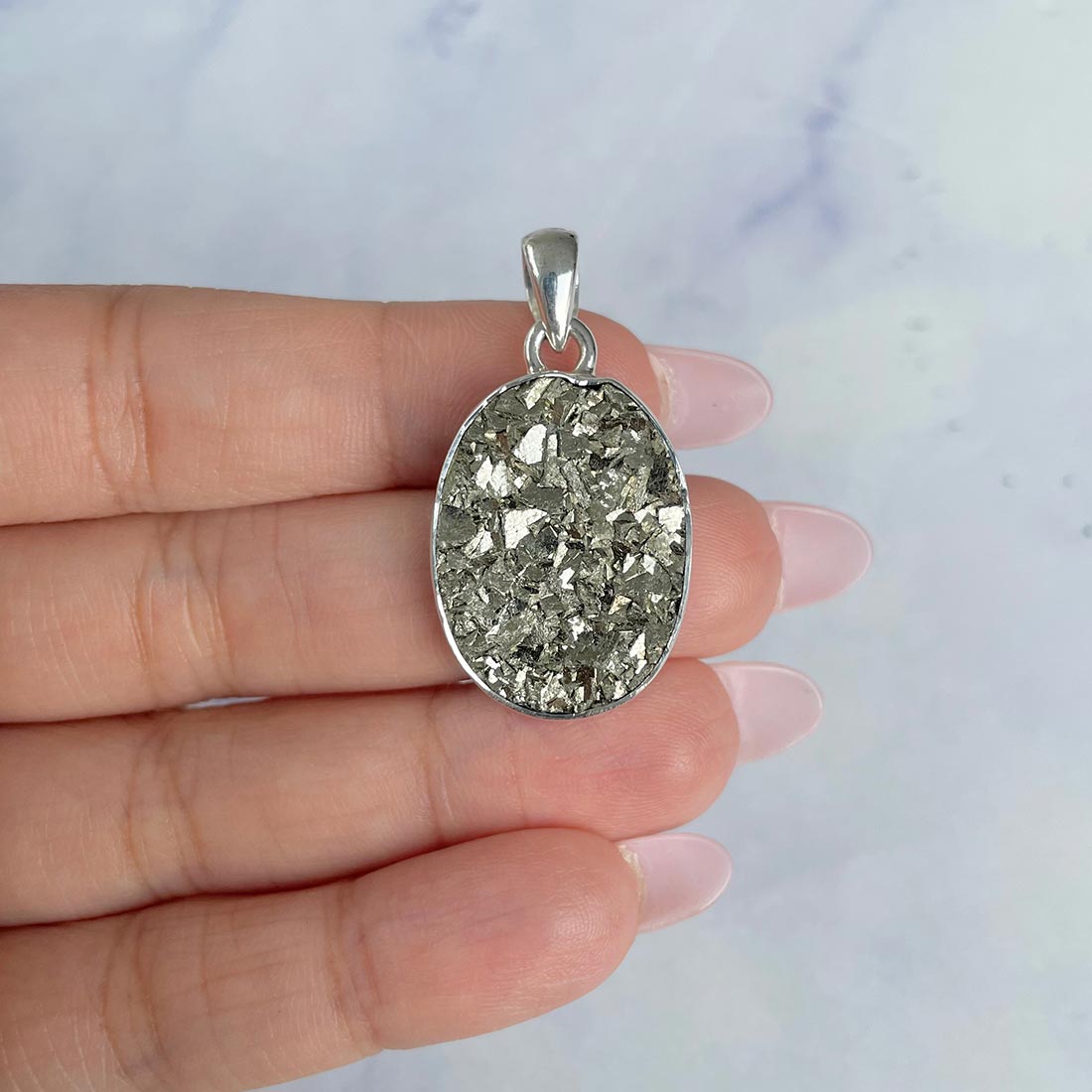 Pyrite Druzy Pendant-(PYR-P-15.)