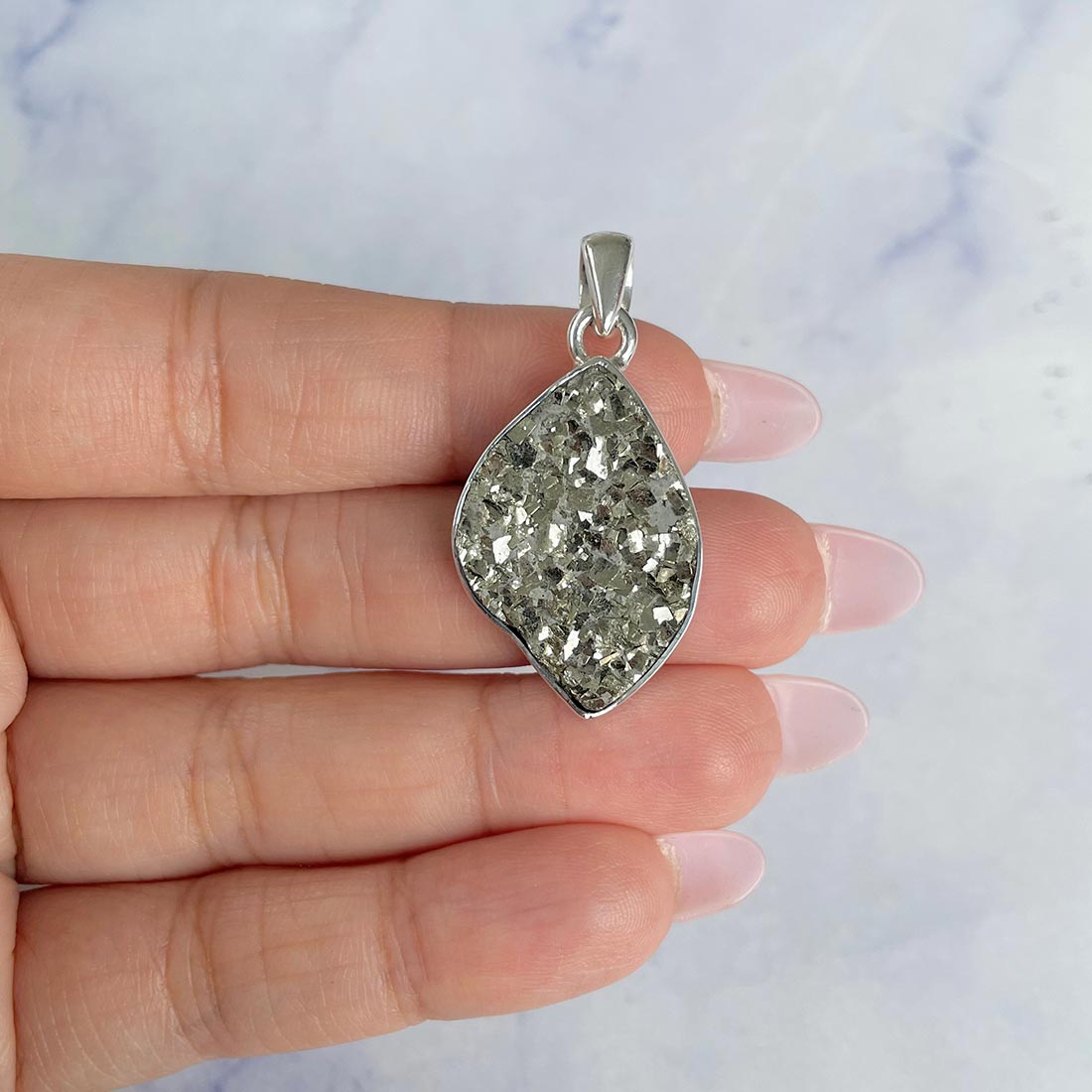 Pyrite Druzy Pendant-(PYR-P-18.)