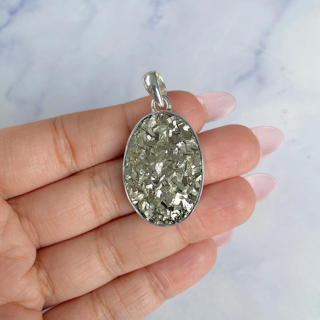 Pyrite Druzy Pendant-(PYR-P-19.)