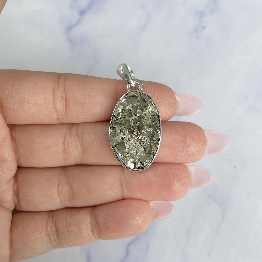 Pyrite Druzy Pendant-(PYR-P-2.)