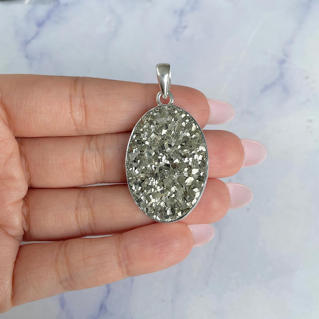 Pyrite Druzy Pendant-(PYR-P-21.)