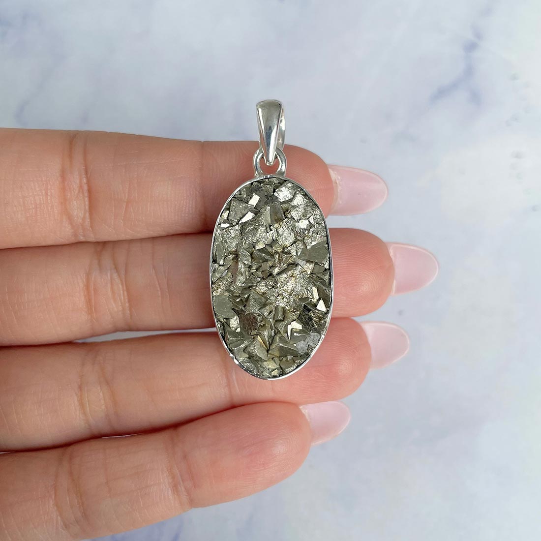 Pyrite Druzy Pendant-(PYR-P-24.)