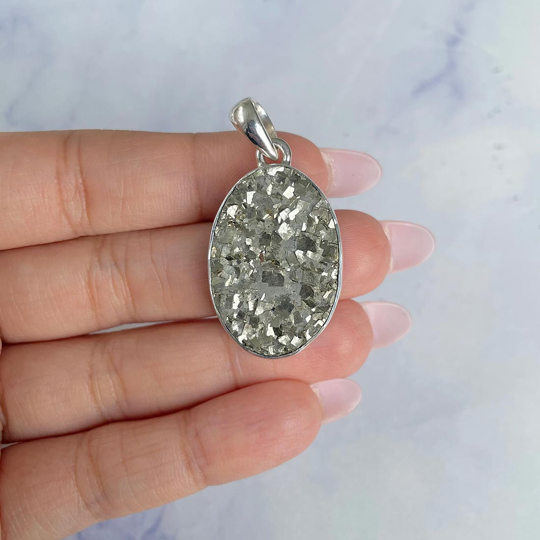 Pyrite Druzy Pendant-(PYR-P-25.)