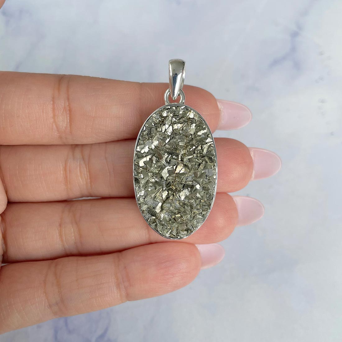 Pyrite Druzy Pendant-(PYR-P-26.)