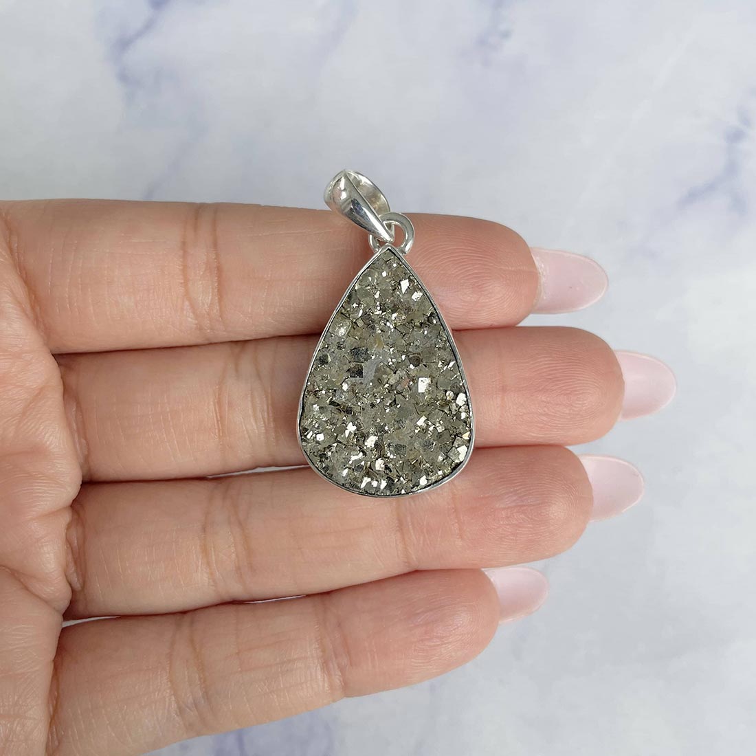 Pyrite Druzy Pendant-(PYR-P-5.)