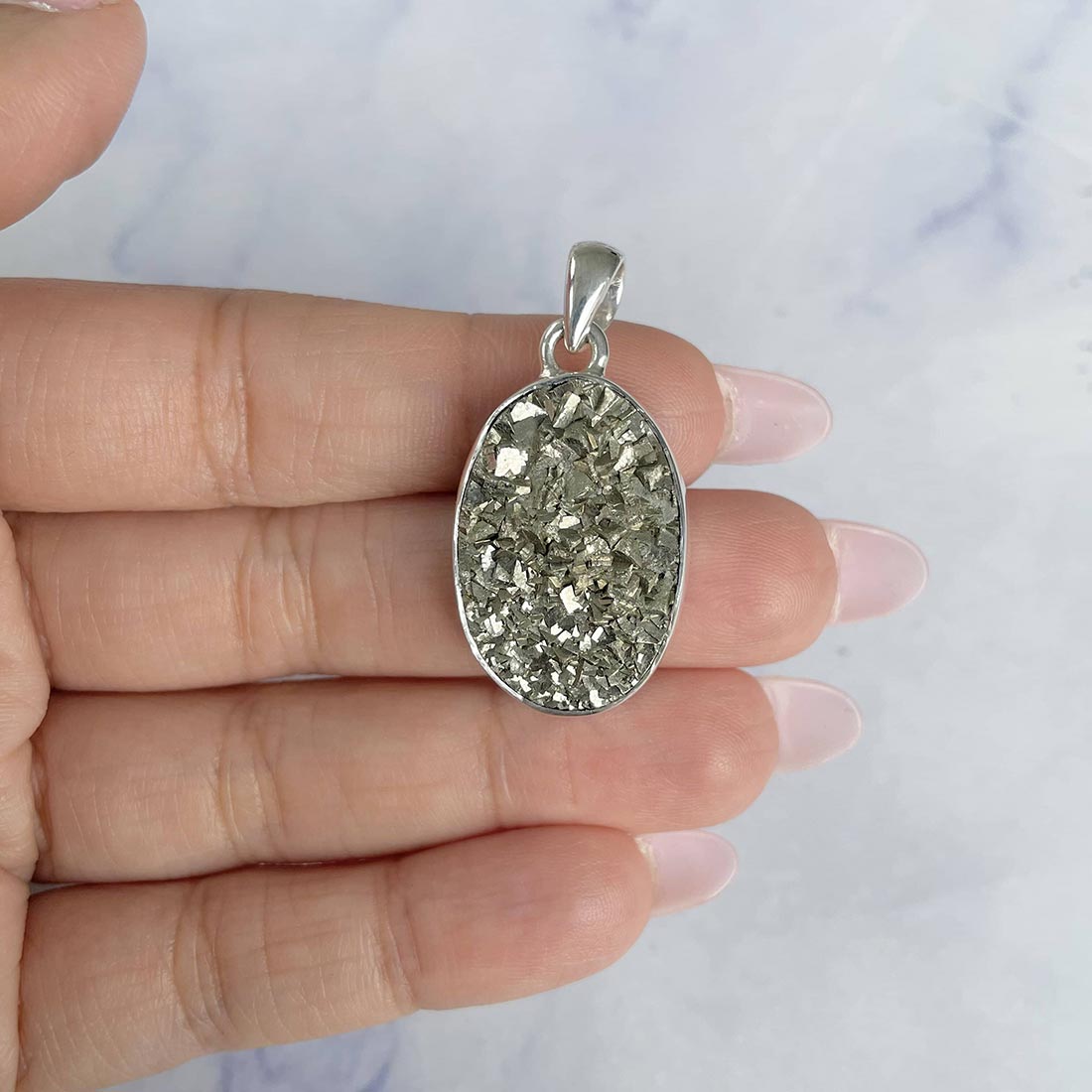 Pyrite Druzy Pendant-(PYR-P-6.)