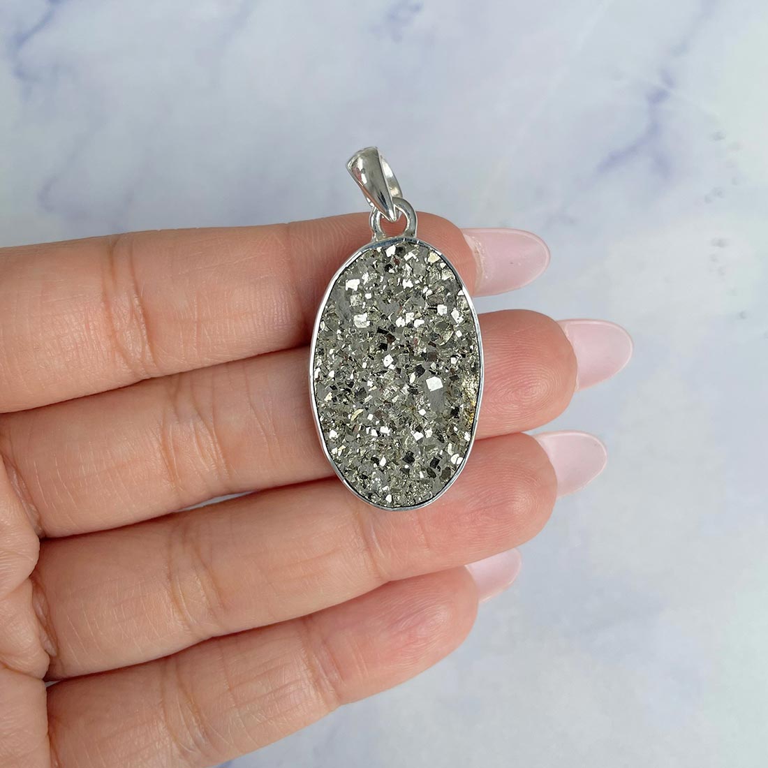 Pyrite Druzy Pendant-(PYR-P-7.)