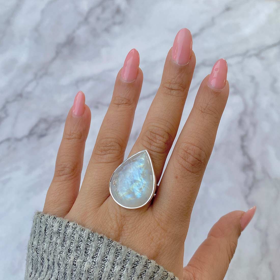 Moonstone Adjustable Ring-(RBM-R-20.)