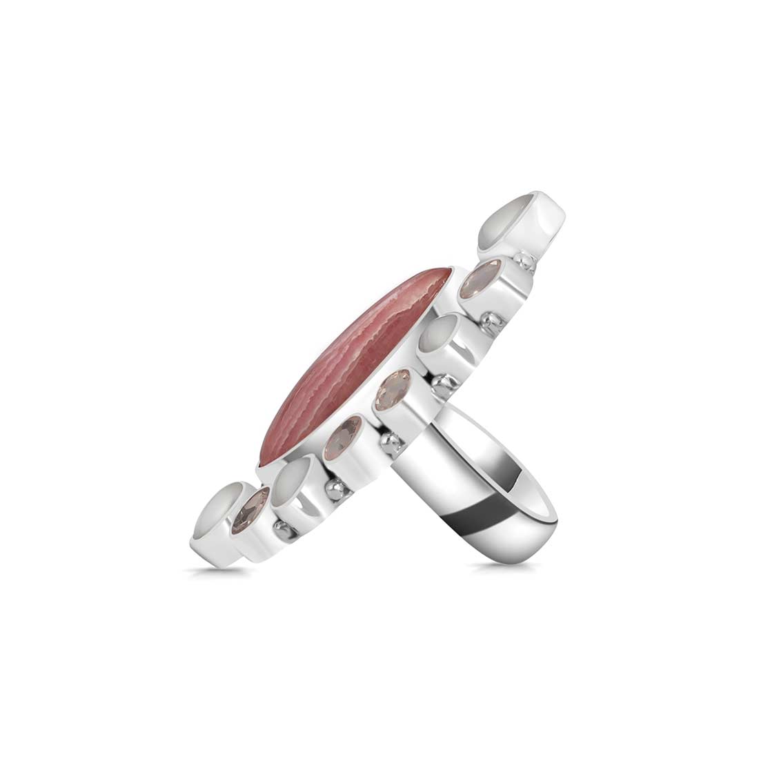 Rhodochrosite, Pearl And Rose Quartz Adjustable Ring-(RDC-CLS-2.)