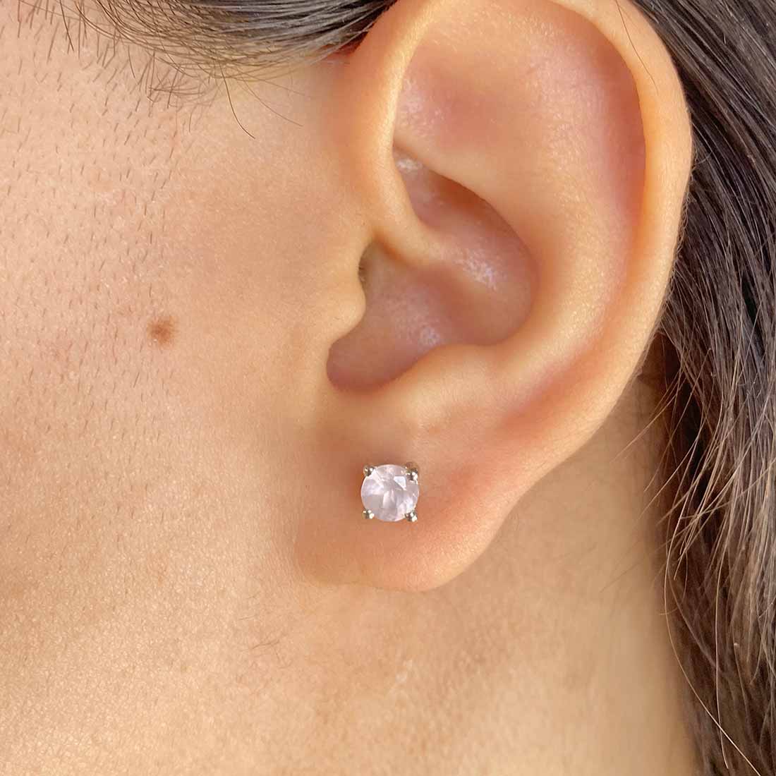 Rose Quartz Stud Earring-(RSQ-SE-1321.)