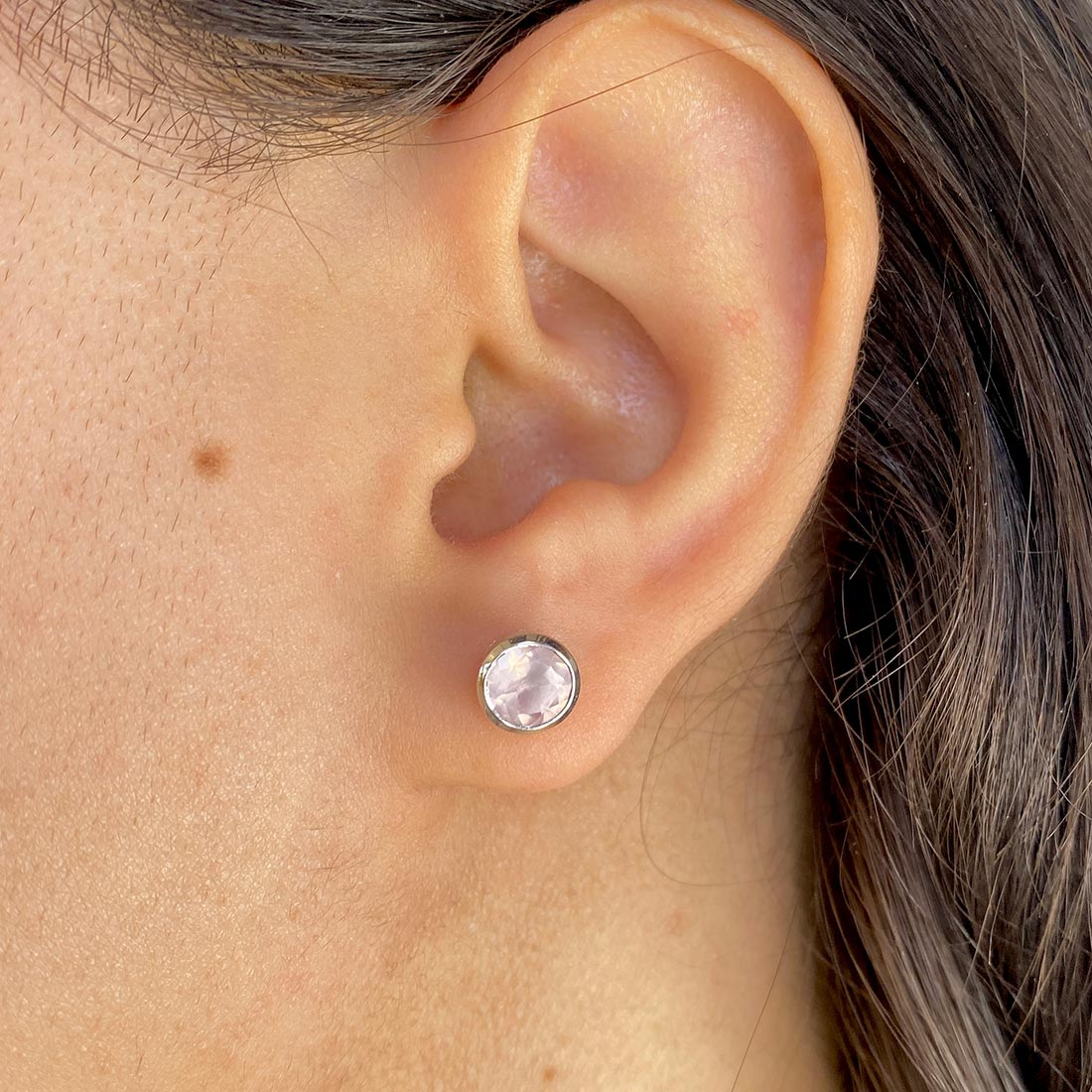 Rose Quartz Stud Earring-(RSQ-SE-1426.)