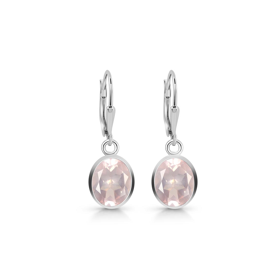 Rose Quartz Leverback Earring-(RSQ-SE-713.)