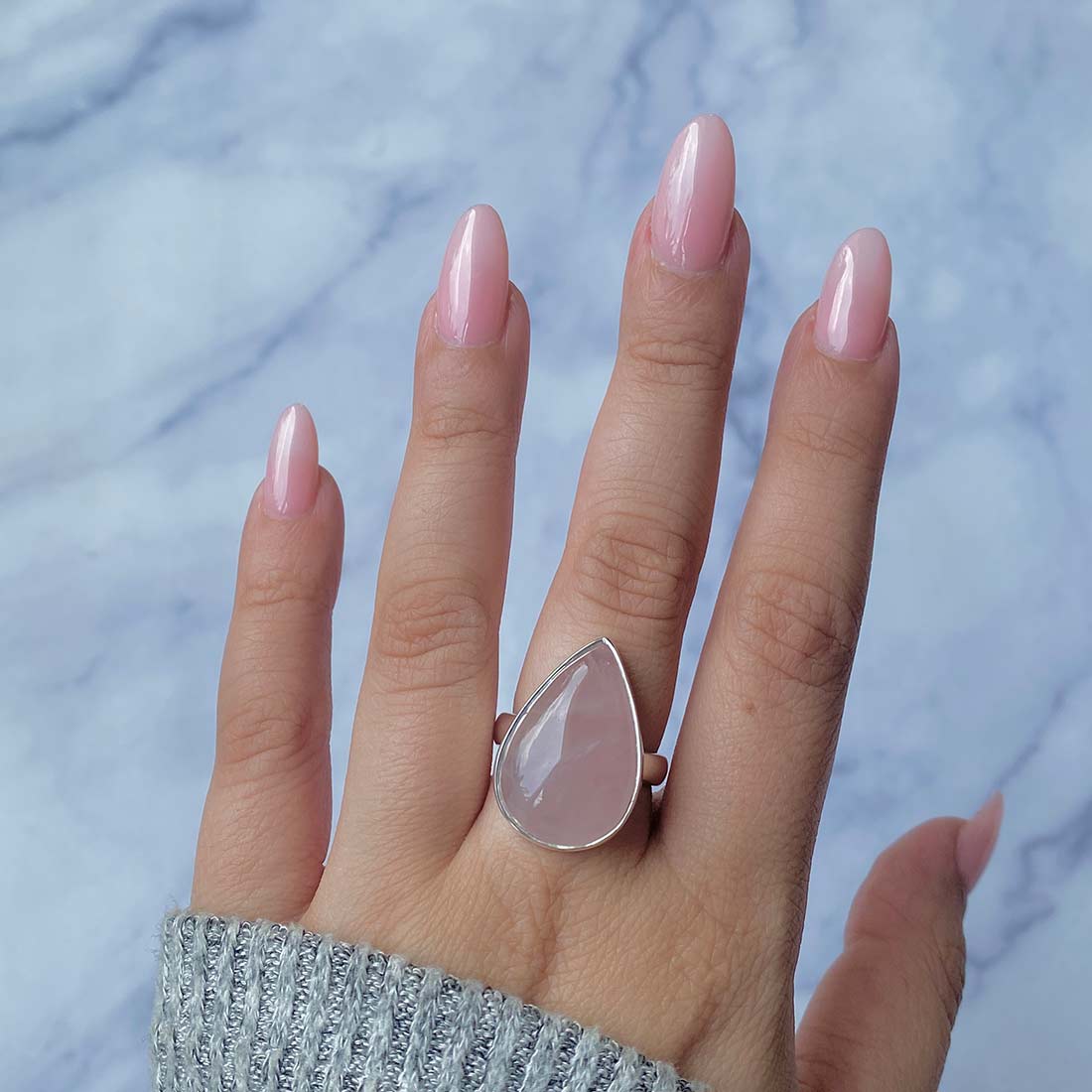 Rose Quartz Adjustable Ring-(RSQ-R-1.)