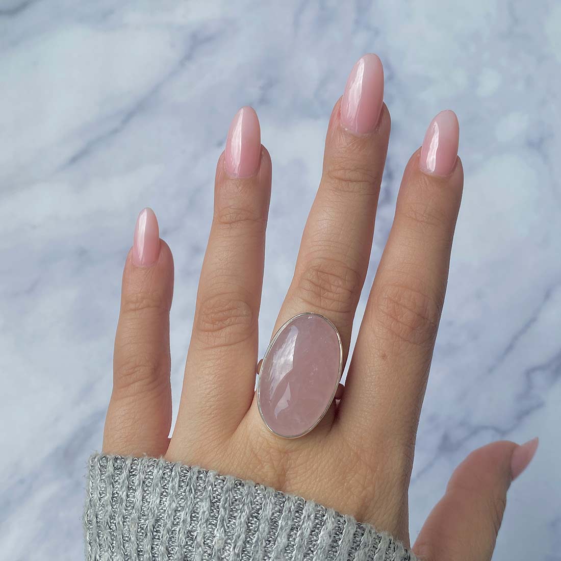 Rose Quartz Adjustable Ring-(RSQ-R-31.)