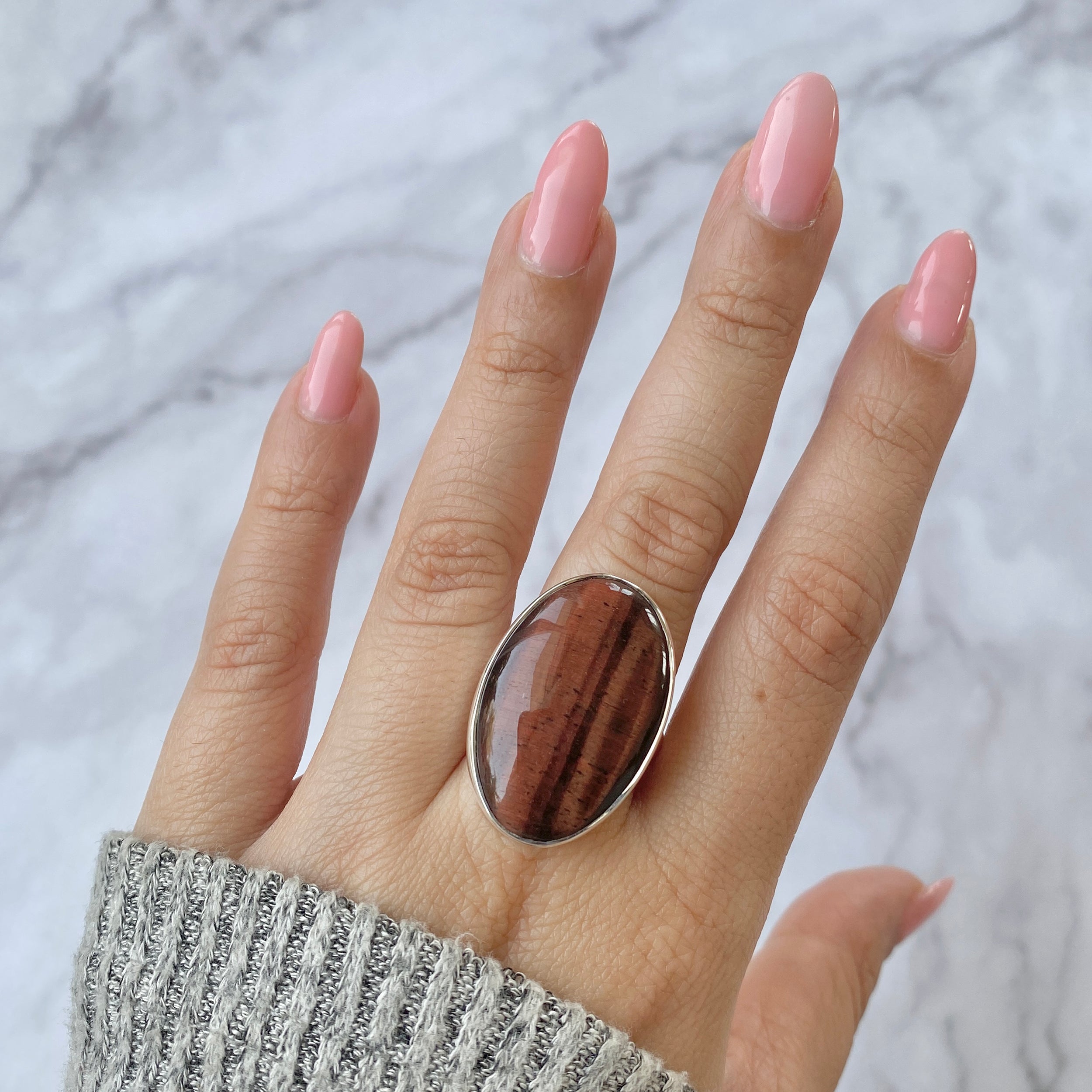 Red Tiger Eye Adjustable Ring-(RTE-R-10.)