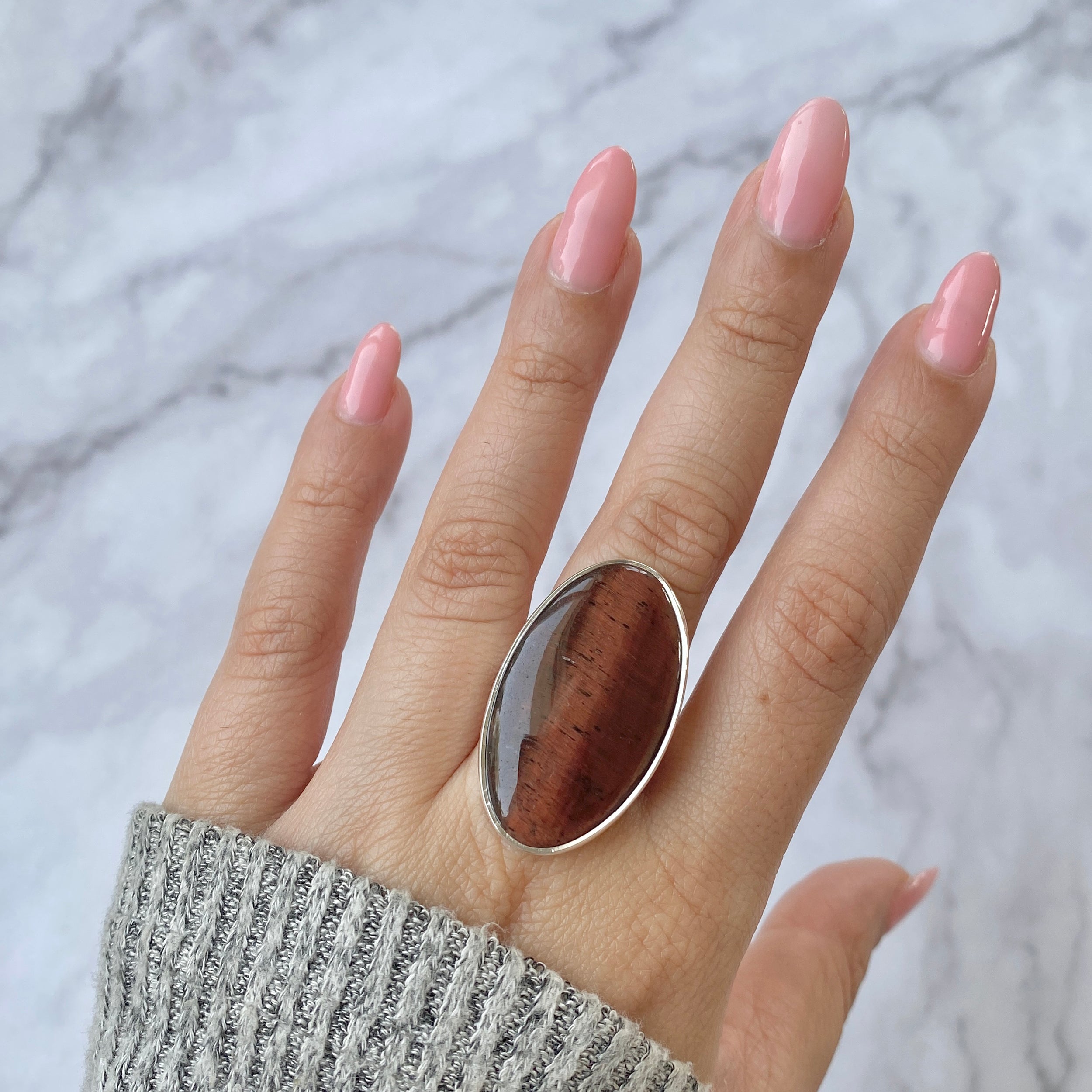 Red Tiger Eye Adjustable Ring-(RTE-R-14.)