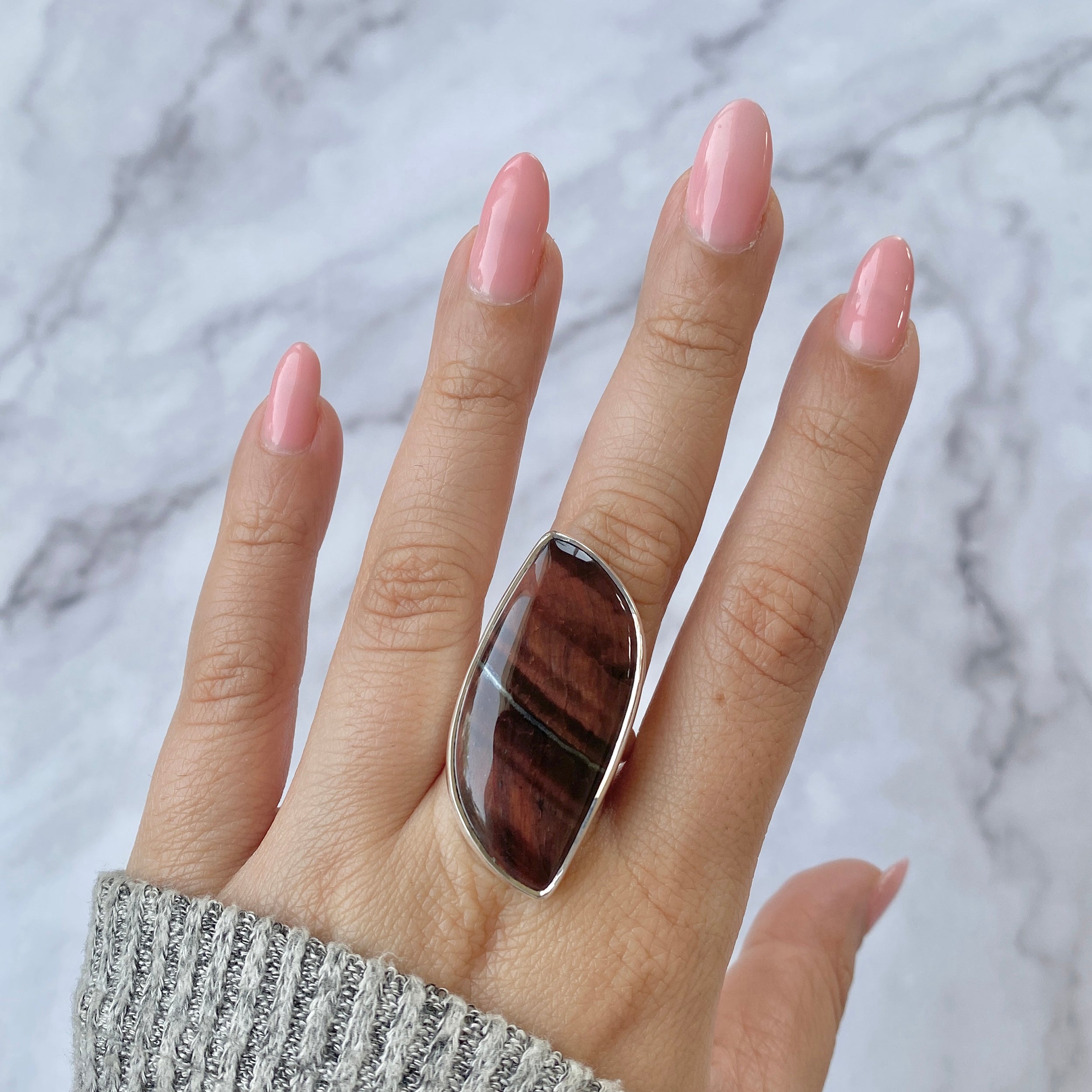 Red Tiger Eye Adjustable Ring-(RTE-R-16.)