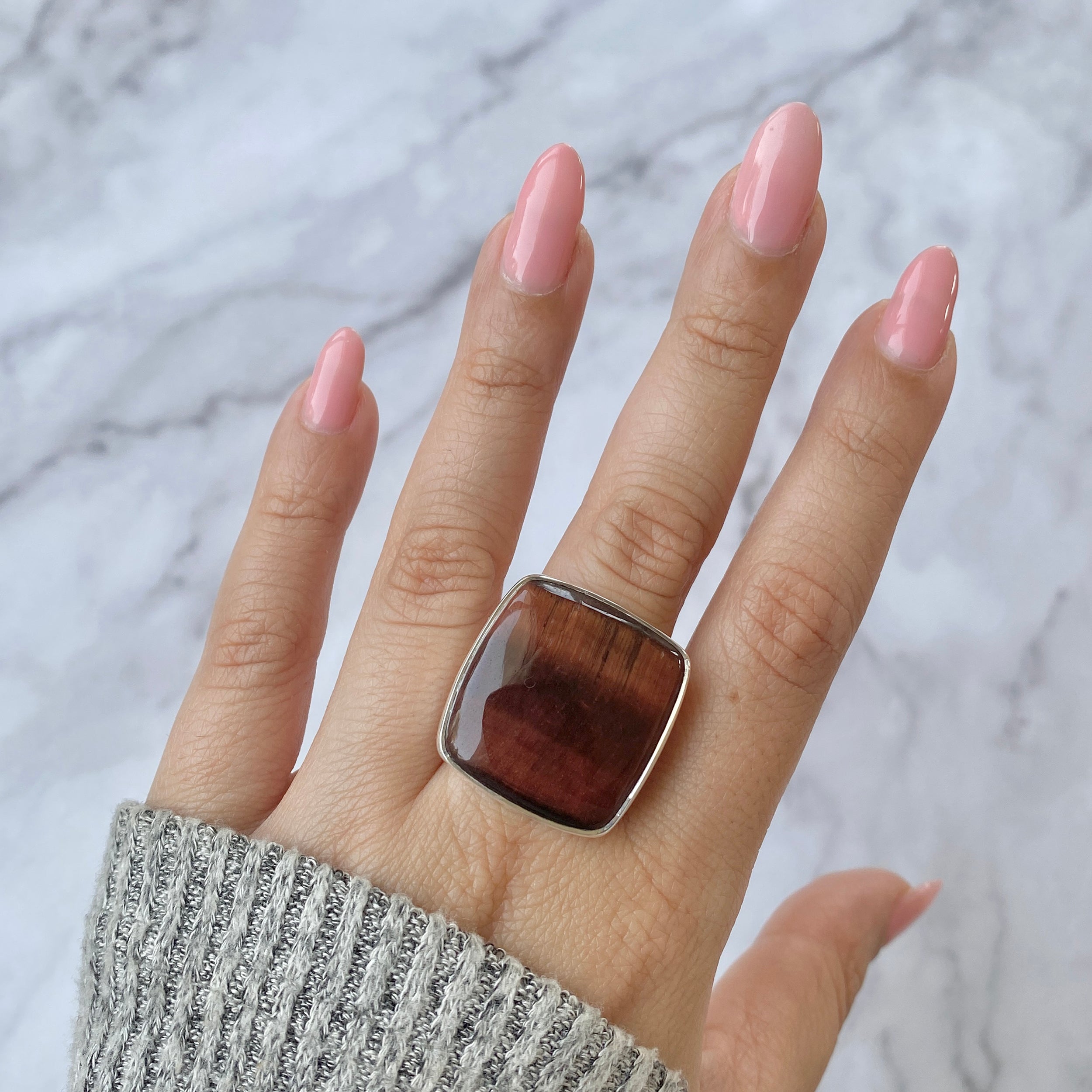 Red Tiger Eye Adjustable Ring-(RTE-R-20.)