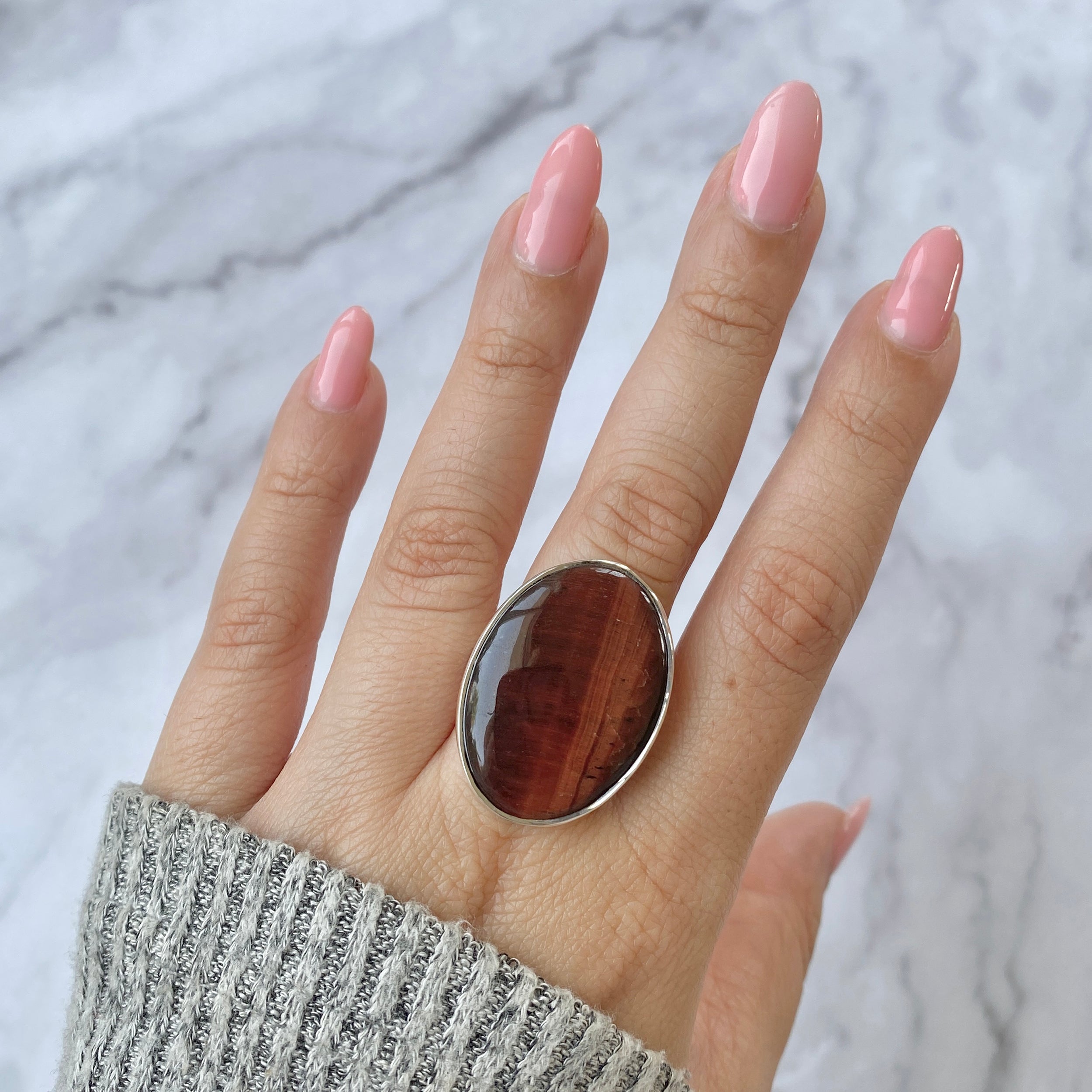 Red Tiger Eye Adjustable Ring-(RTE-R-22.)