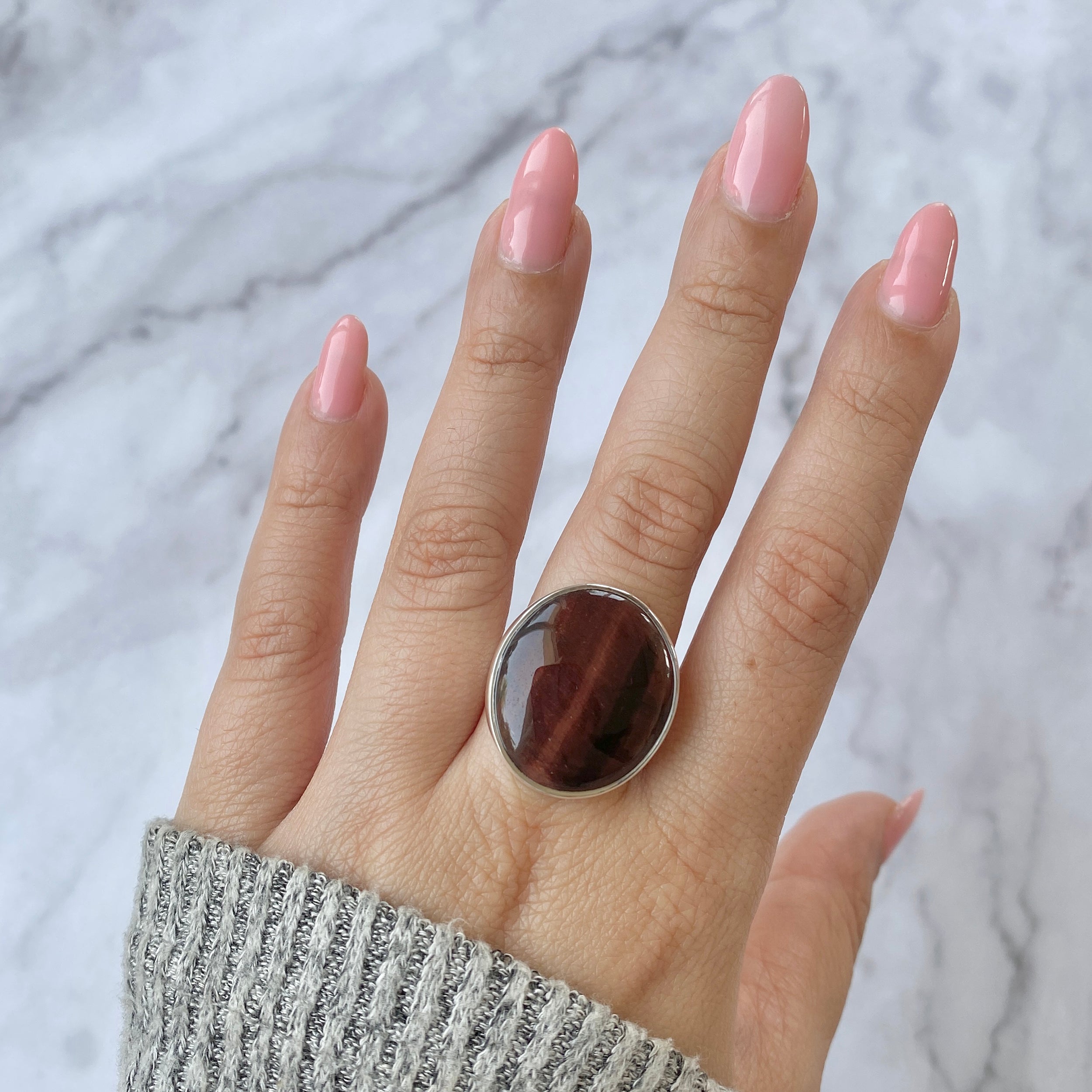 Red Tiger Eye Adjustable Ring-(RTE-R-23.)