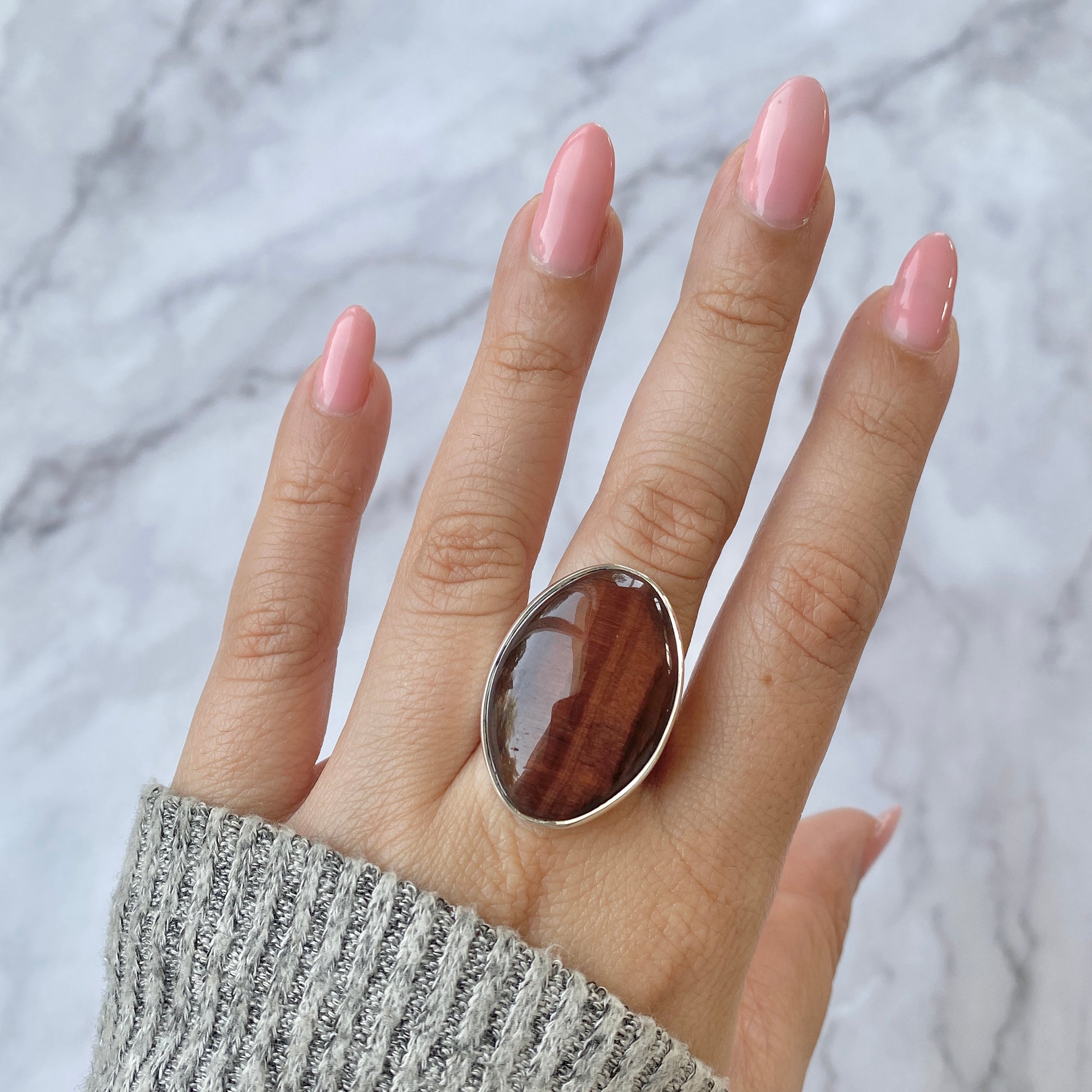 Red Tiger Eye Adjustable Ring-(RTE-R-24.)