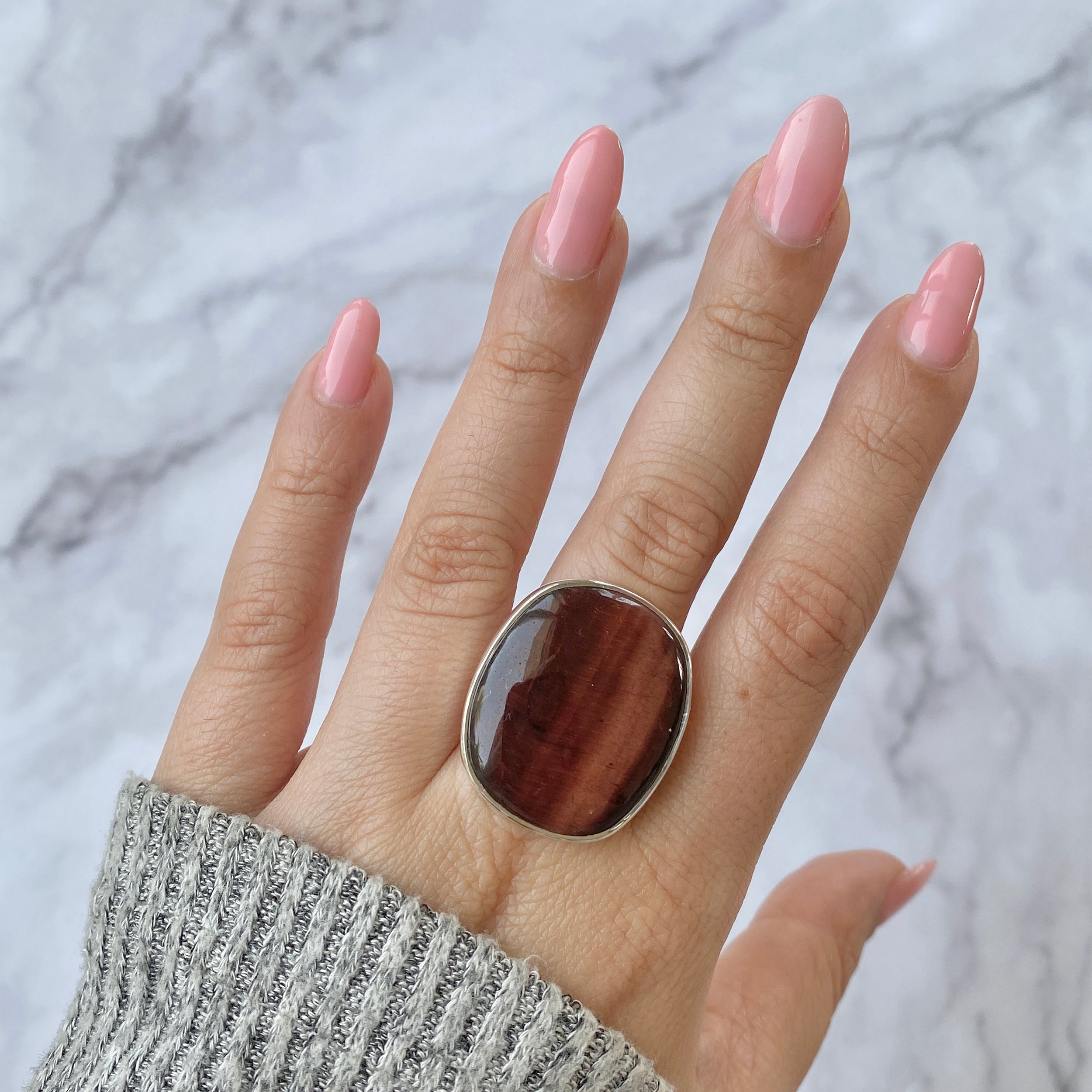 Red Tiger Eye Adjustable Ring-(RTE-R-25.)