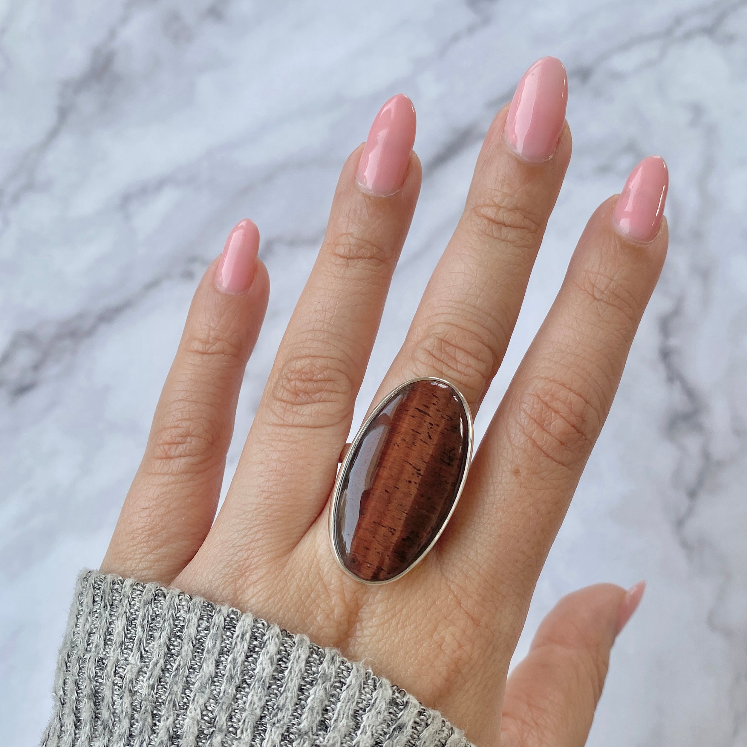 Red Tiger Eye Adjustable Ring-(RTE-R-26.)