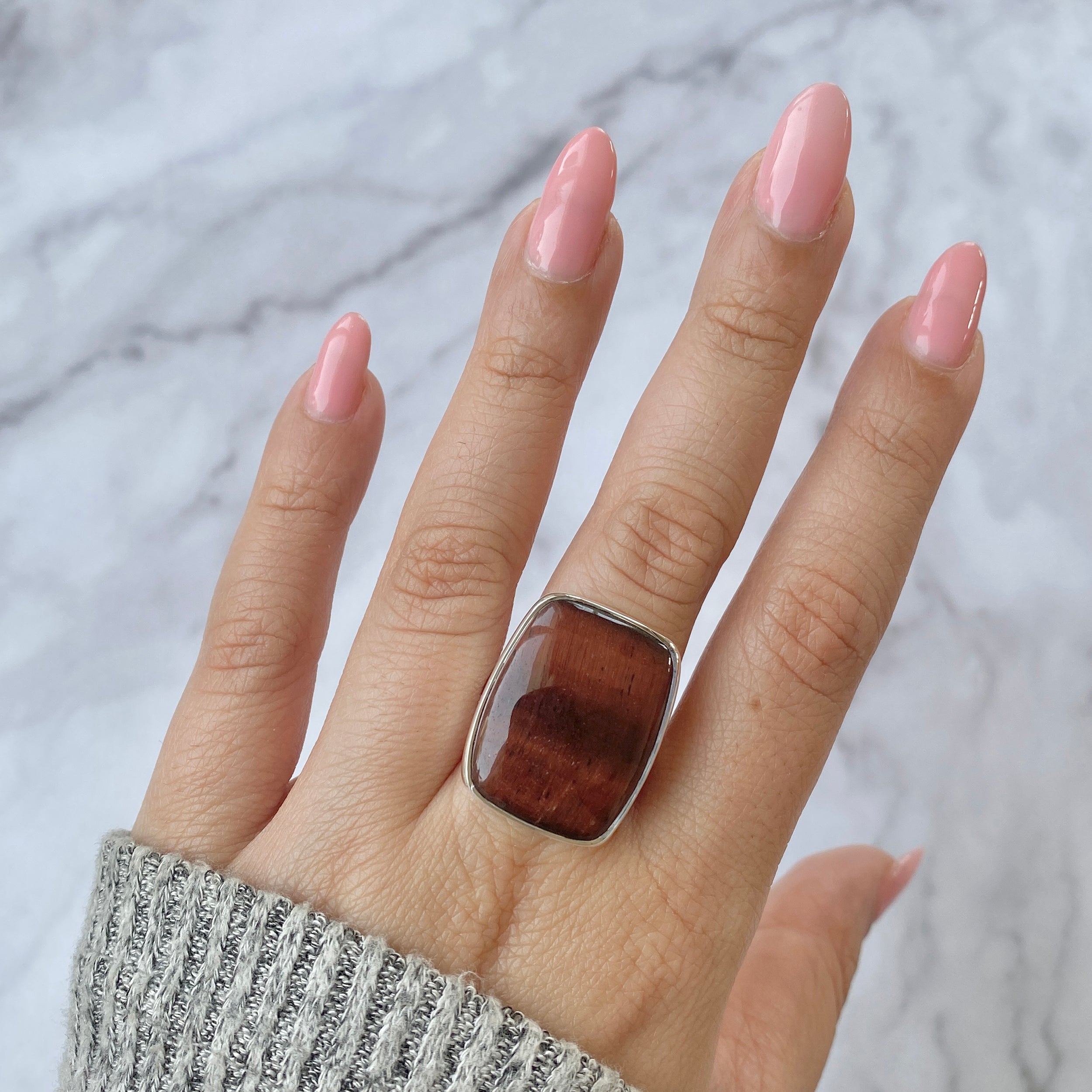 Red Tiger Eye Adjustable Ring-(RTE-R-27.)